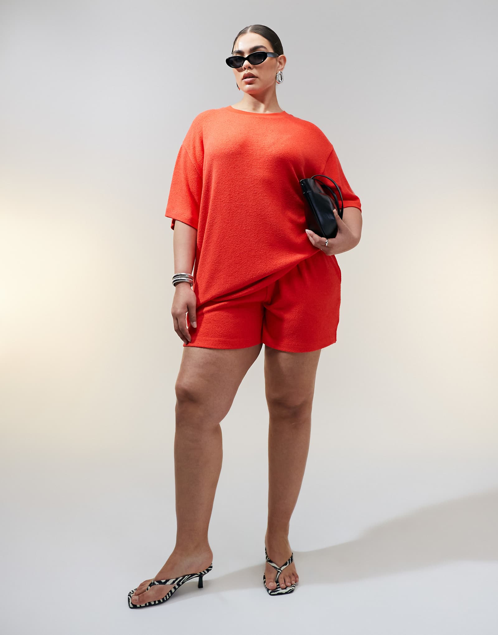 ASOS DESIGN Curve textured knit short in red - part of a set 2890₽