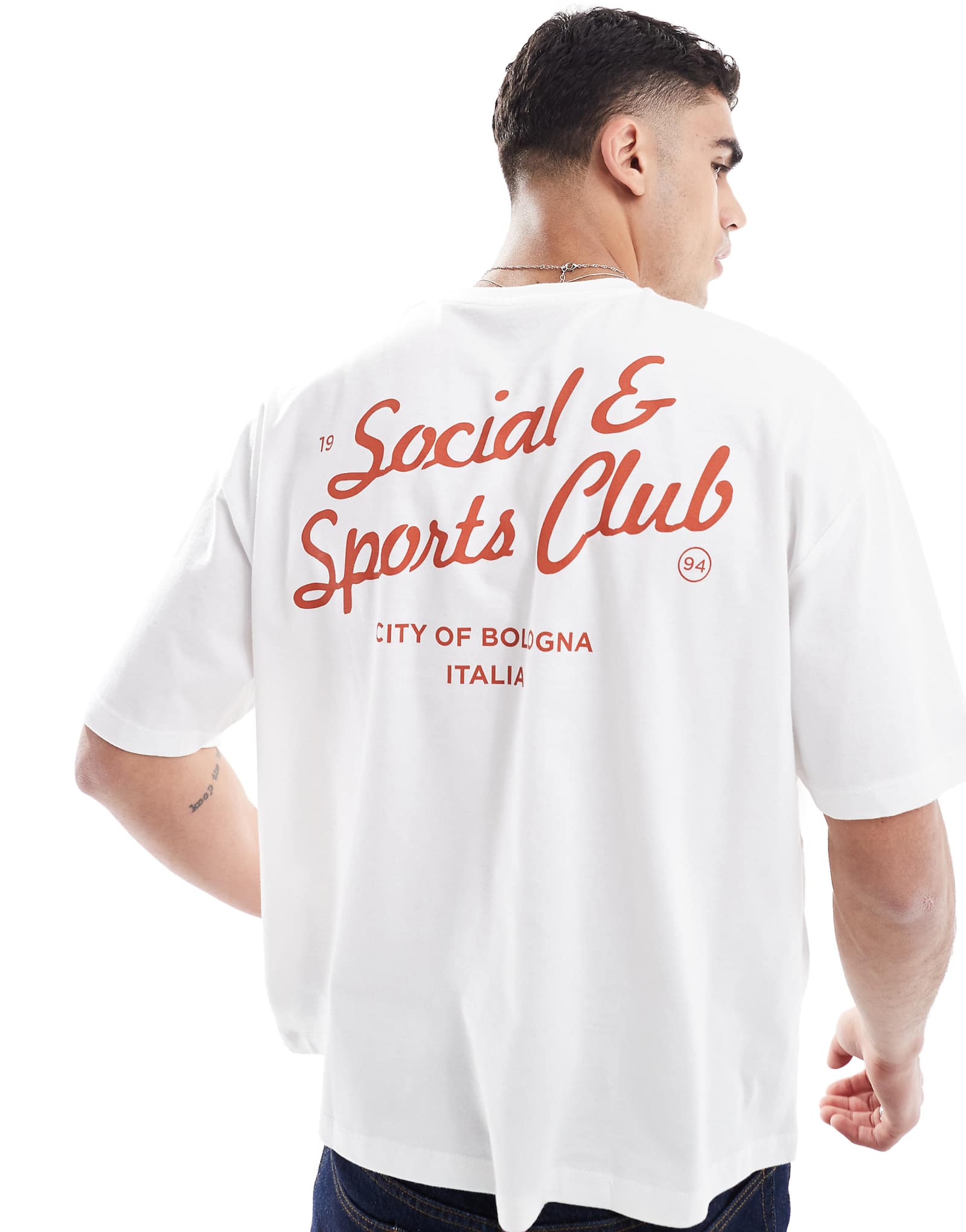 ASOS DESIGN boxy oversized T-shirt with text graphic in cream 3590₽