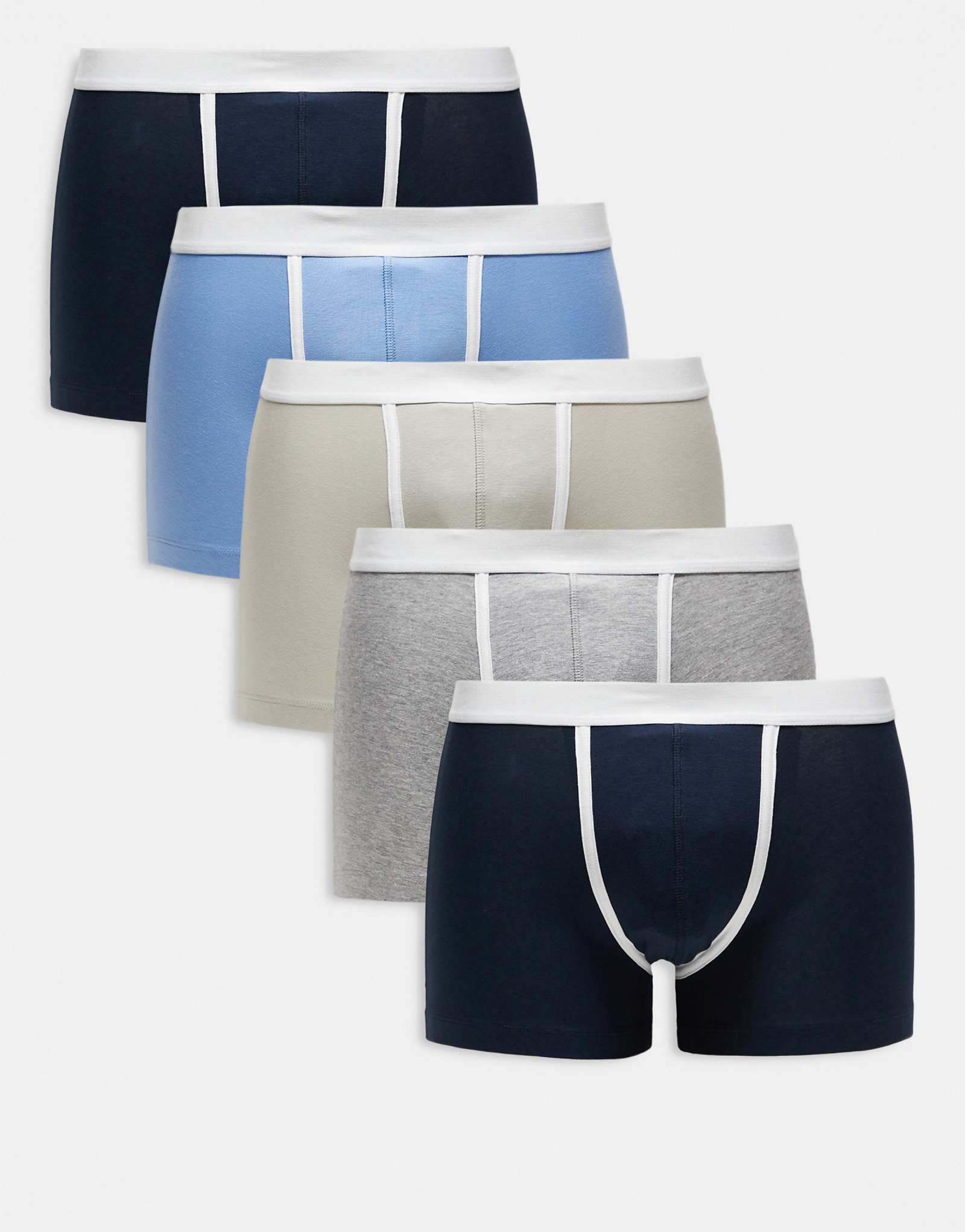 ASOS DESIGN 5pk briefs with pipping detail in multi 6090₽