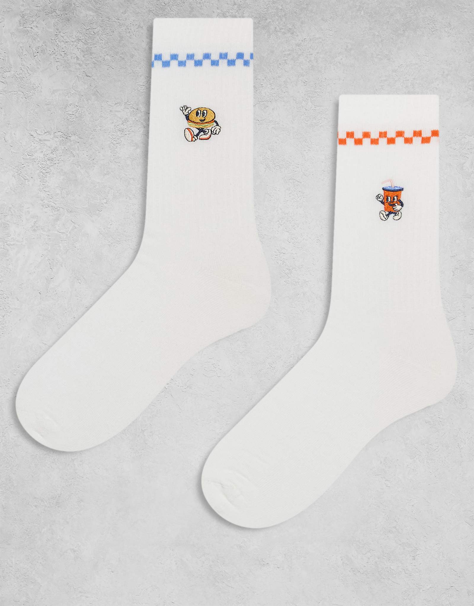 ASOS DESIGN 2 pack fast food character graphic sock in ecru 3090₽