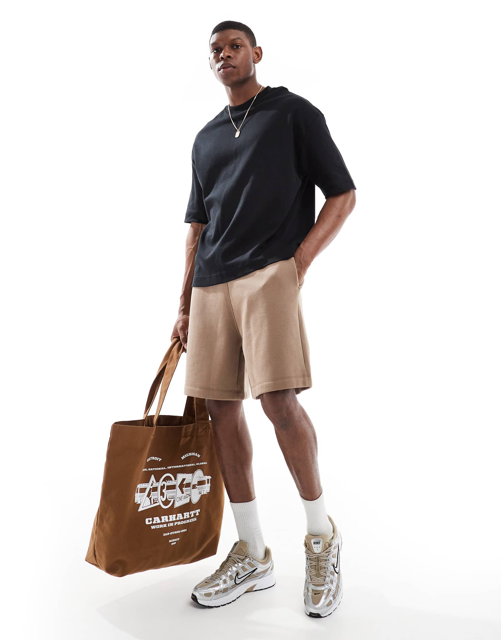 ASOS DESIGN essential mid length oversized shorts in light brown 3590₽