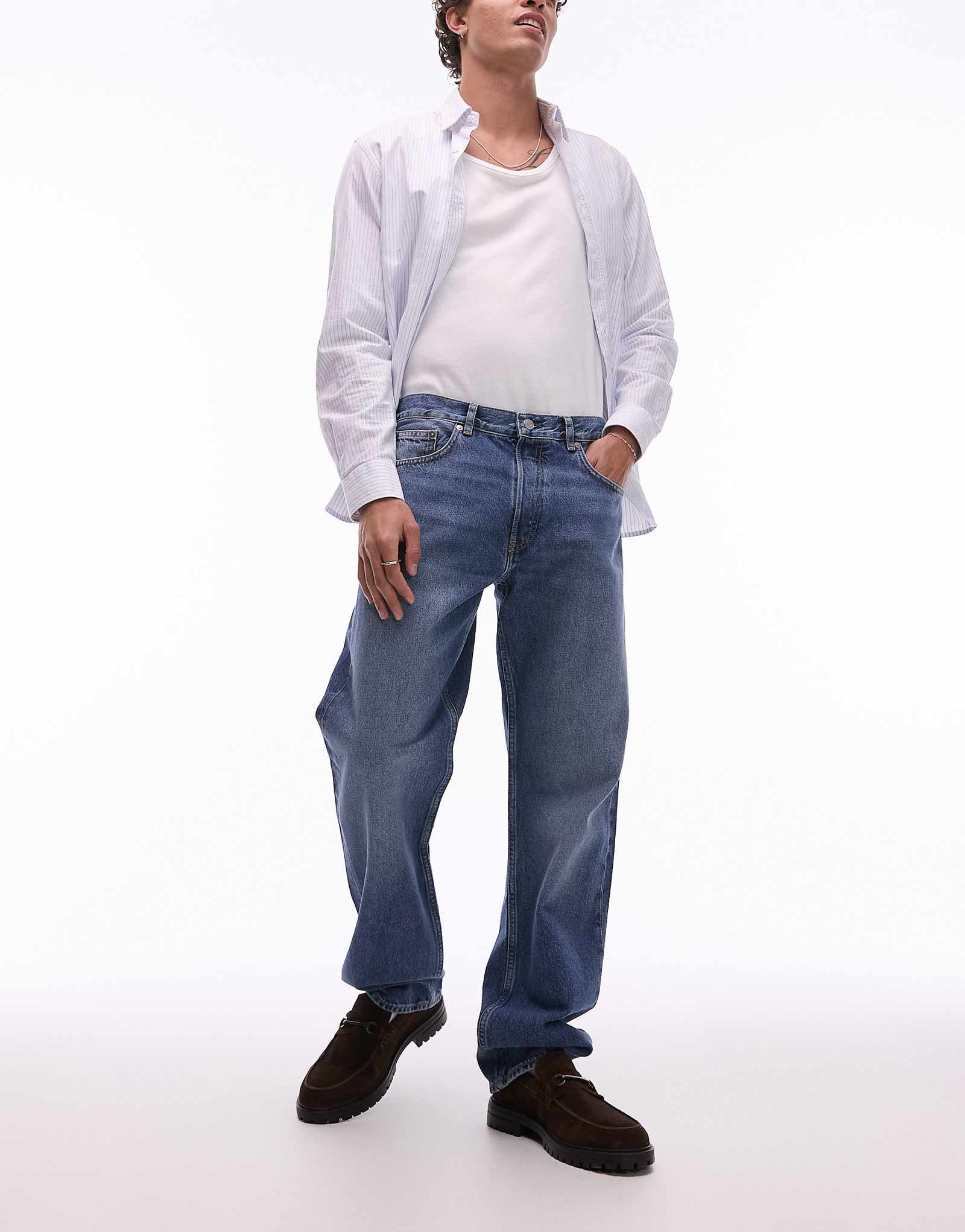 ARKET Ocean loose straight leg jeans in mid washed blue 15590₽