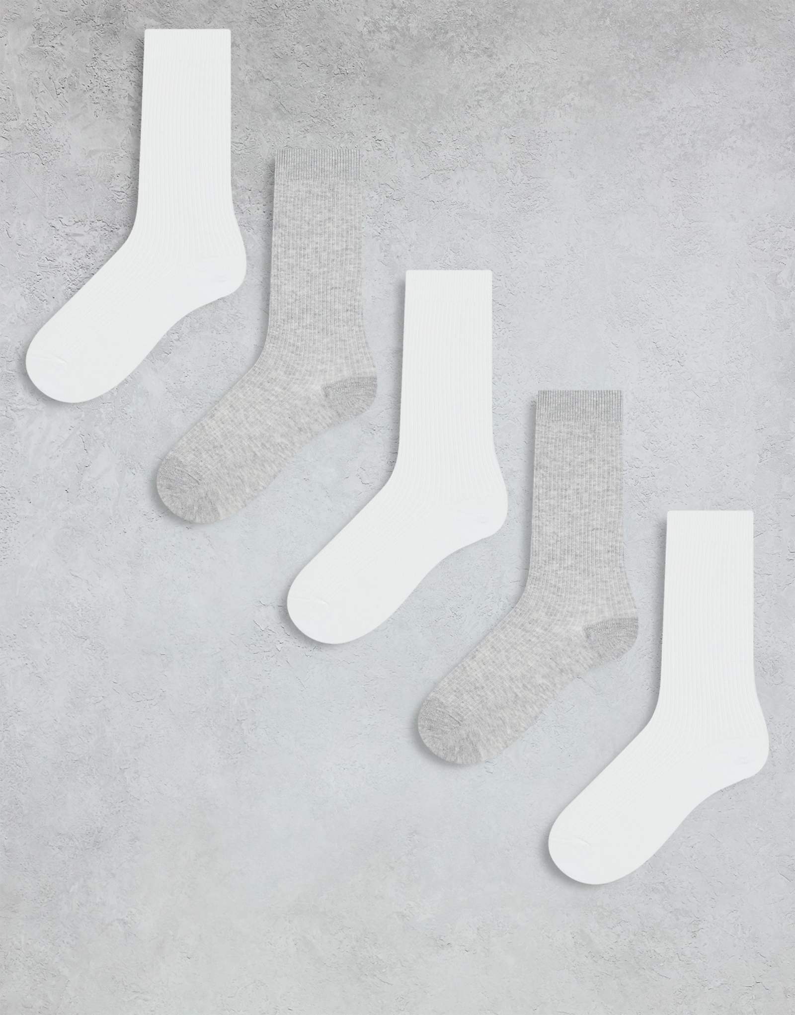 ARKET 5-pack cotton ribbed socks in white and gray 4790₽