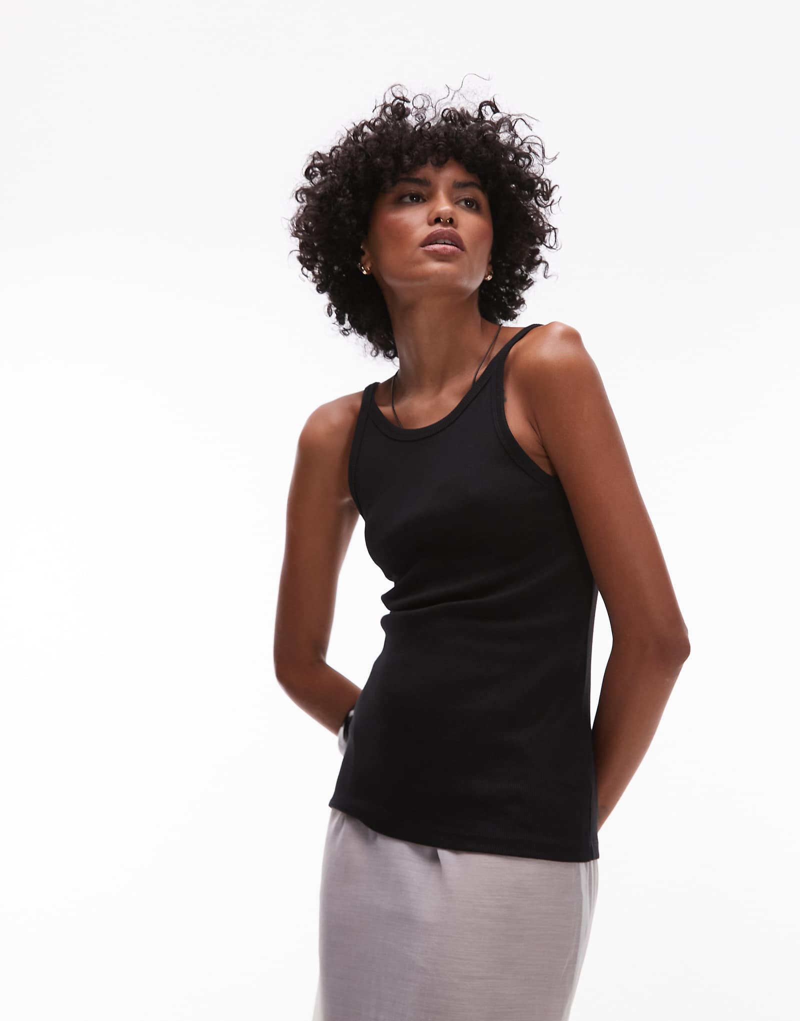 ARKET racer neck strappy tank top in black 3890₽