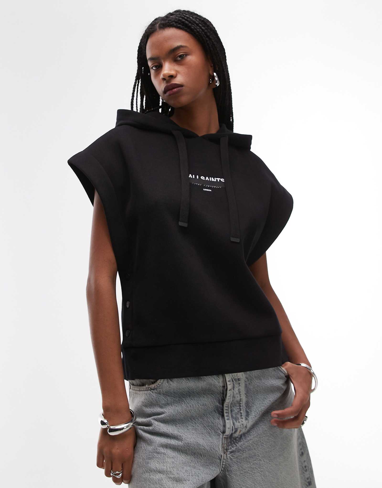 Толстовка с коротким рукавом Allsaints sorri черного цвета