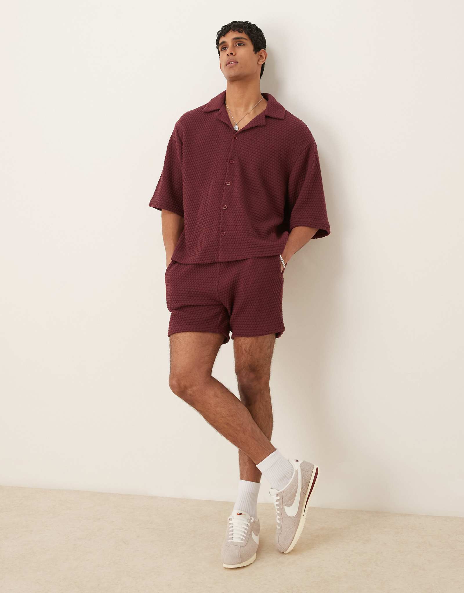 ASOS DESIGN crochet shorts in burgundy - part of a set 4890₽