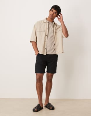 Шорты из льняной смеси Selected Homme черного цвета