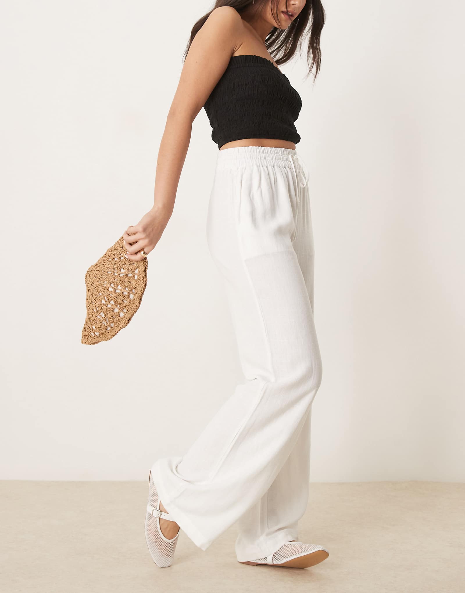Selected Femme linen pants in white 25690₽