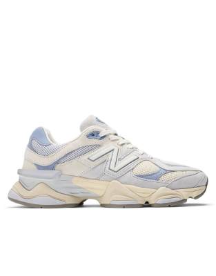 Женские кроссовки New Balance 9060 унисекс с жемчужно-серыми и фиолетовыми деталями