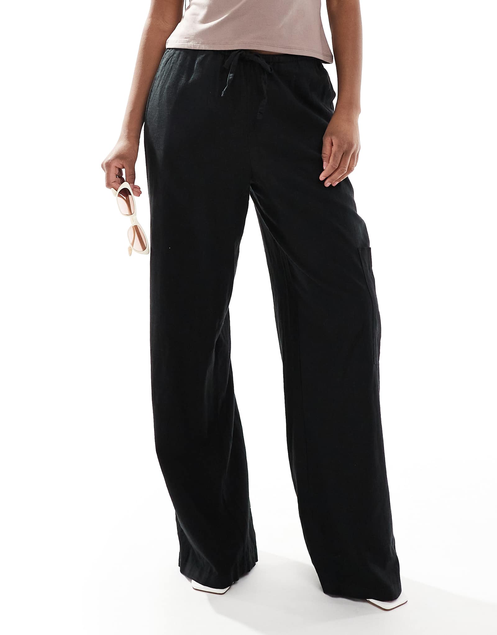 JJXX linen blend pants in black