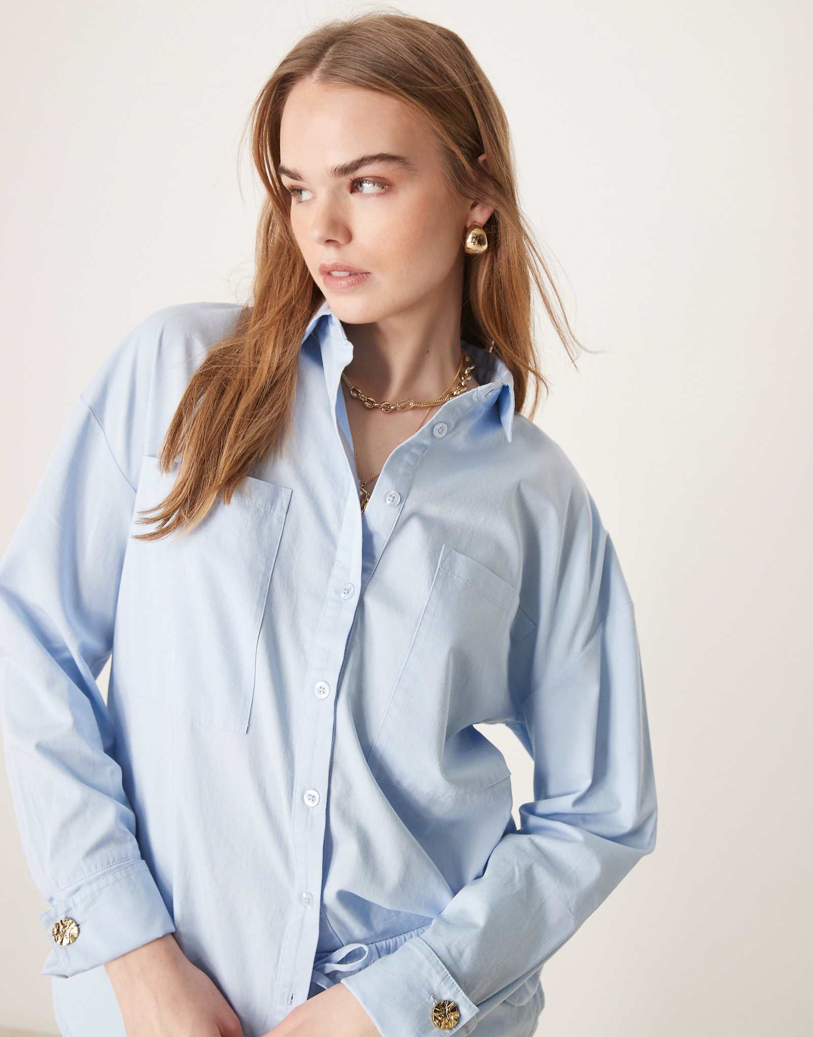 Pretty Lavish cotton poplin shirt in blue - part of a set 11090₽
