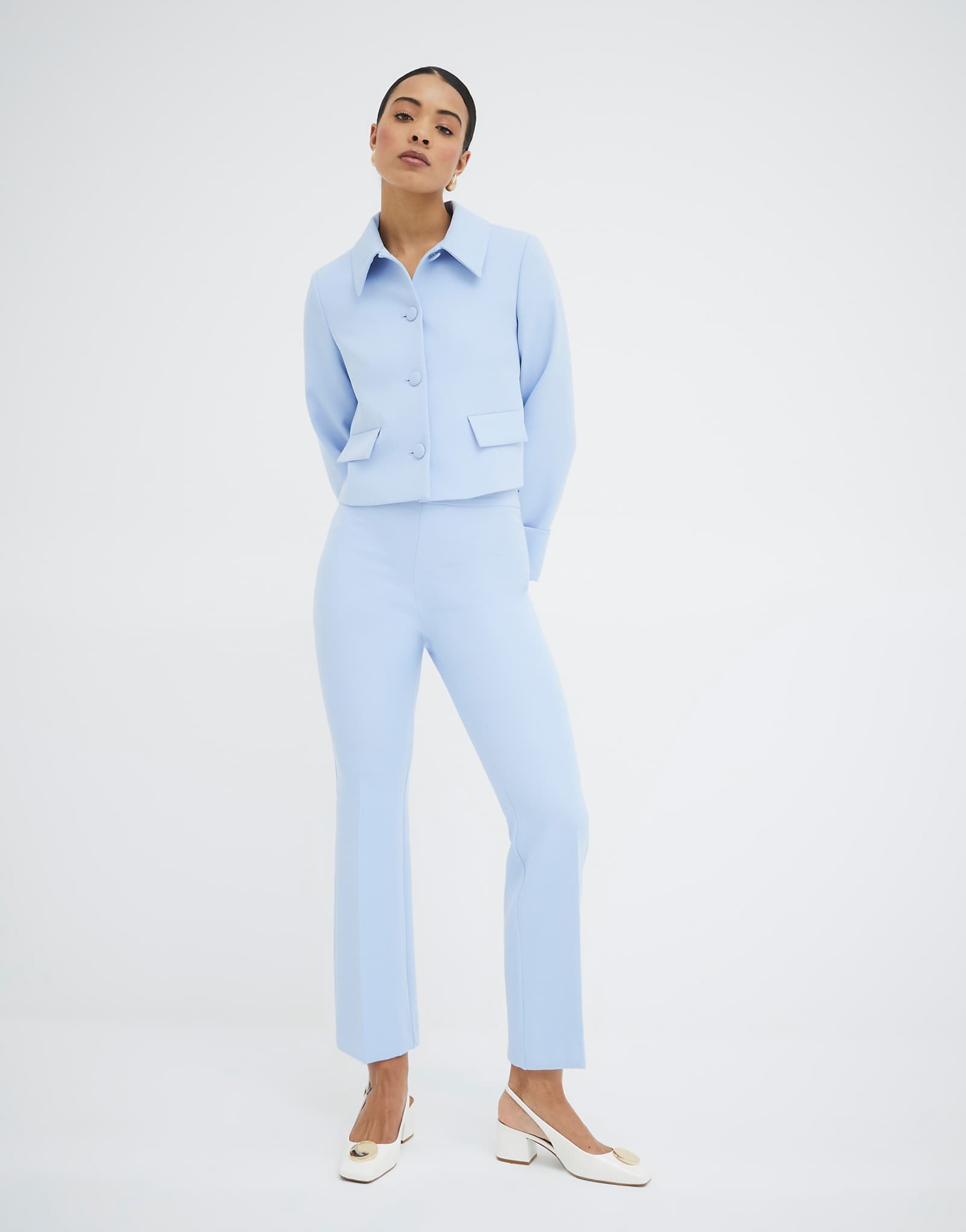 River Island crop flared pants in light blue 7990₽