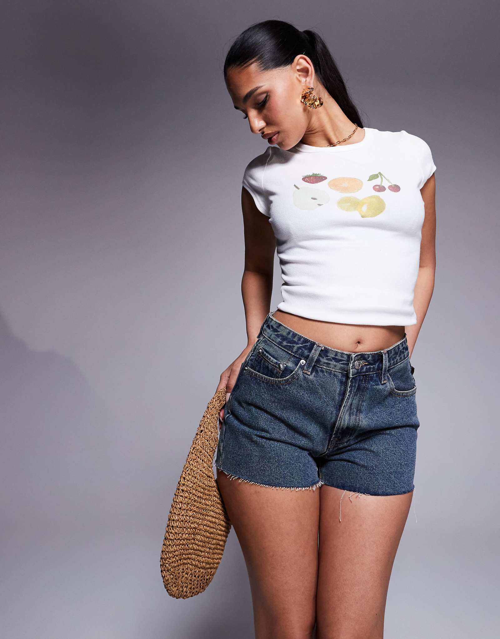 Princess Polly mid rise denim shorts in washed blue 7290₽