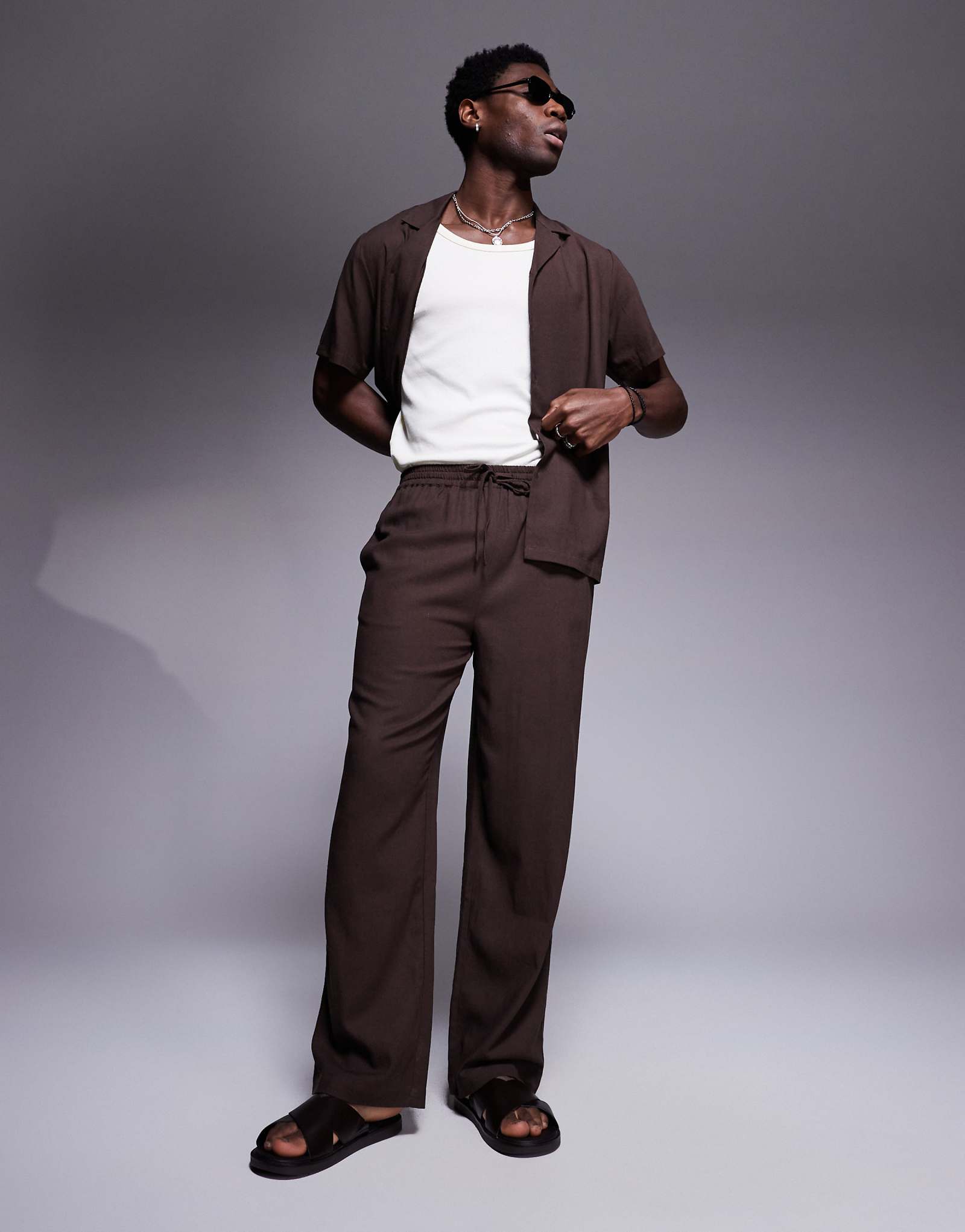 South Beach drawstring beach pants in brown 6590₽