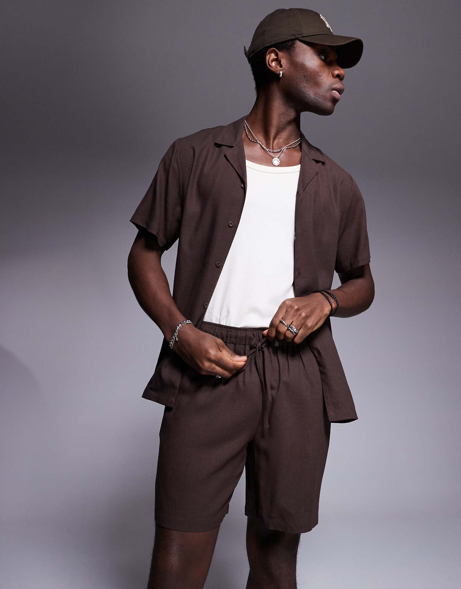 South Beach drawstring beach shorts in brown 6290₽