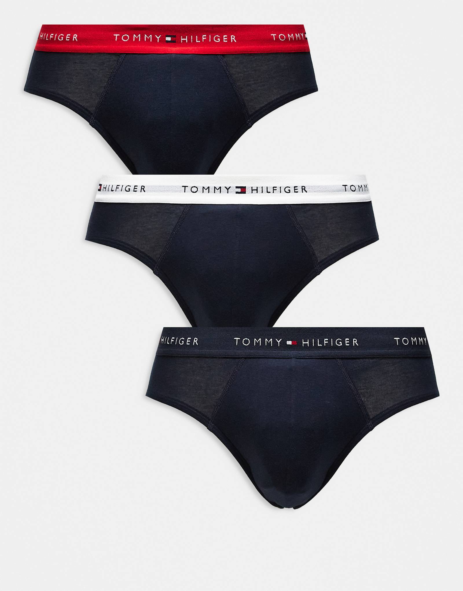 Tommy Hilfiger Signature Cotton Essentials 3-pack briefs in navy in whiterednavy 10790₽