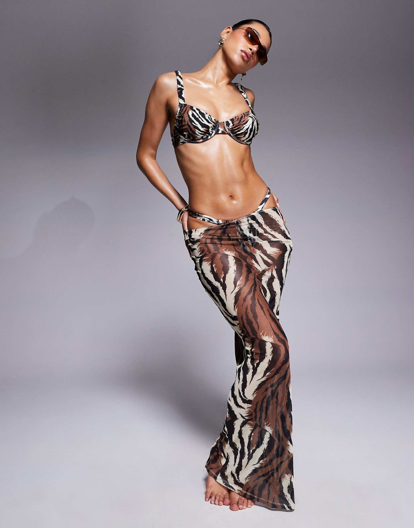 South Beach mesh maxi beach skirt in multi