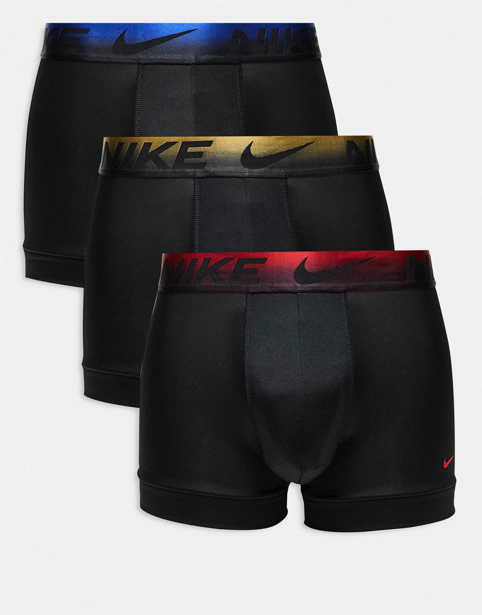 Nike Dri-Fit Essential Microfiber 3 pack boxer briefs in black with ombre waistbands 10790₽