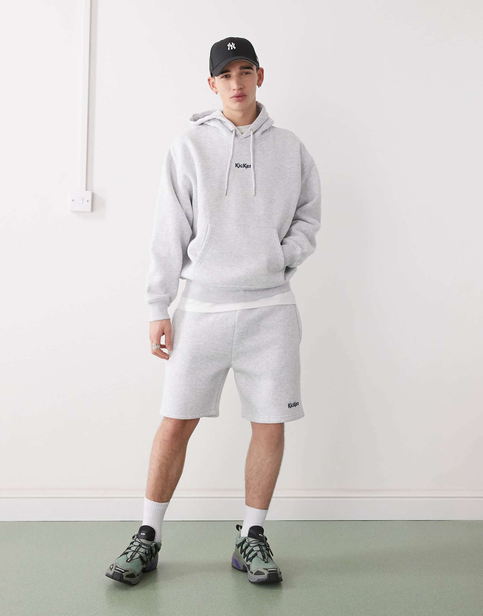 Kickers fleece shorts in light gray heather - part of a set