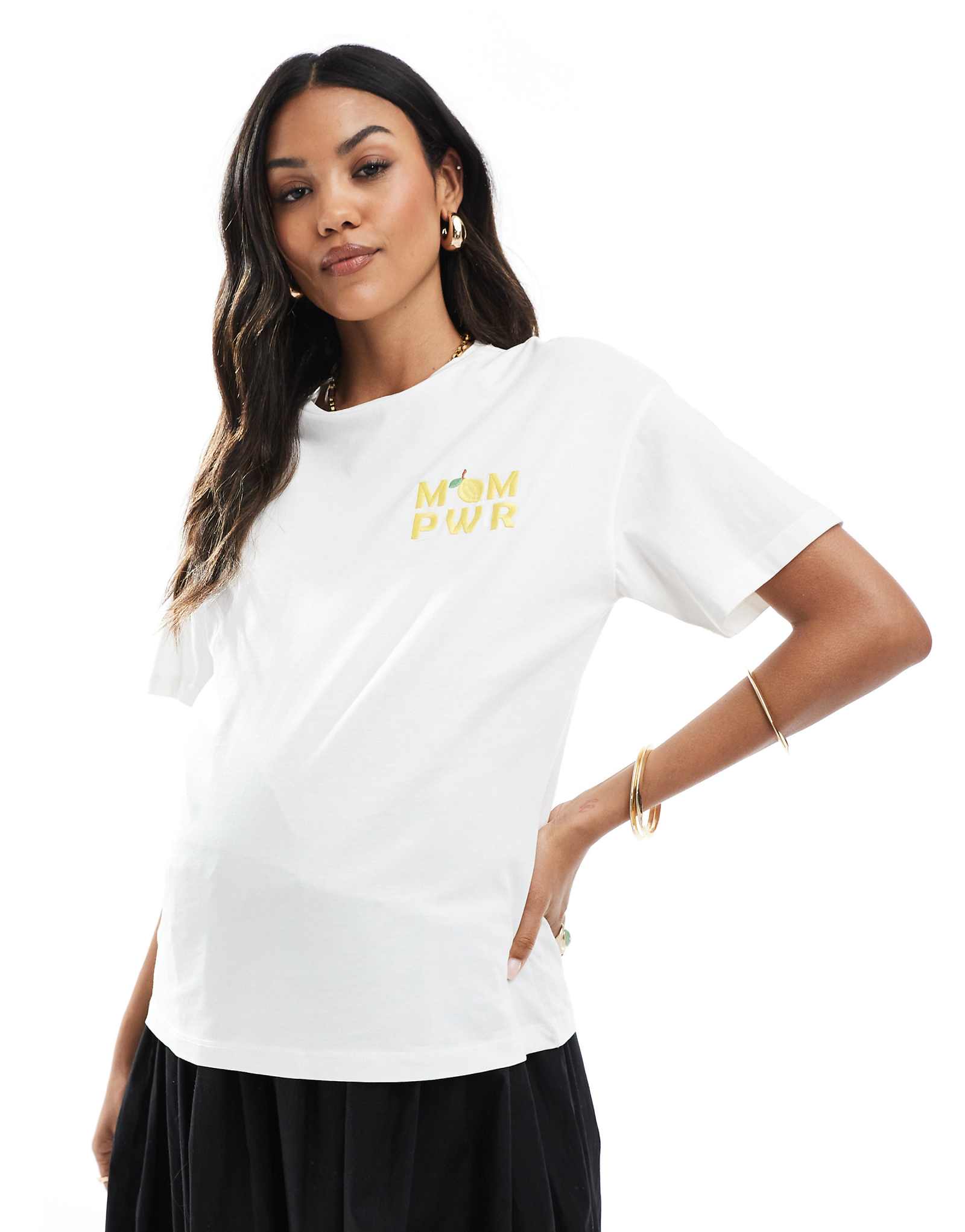 Mamalicious Maternity lemon motif t-shirt in white