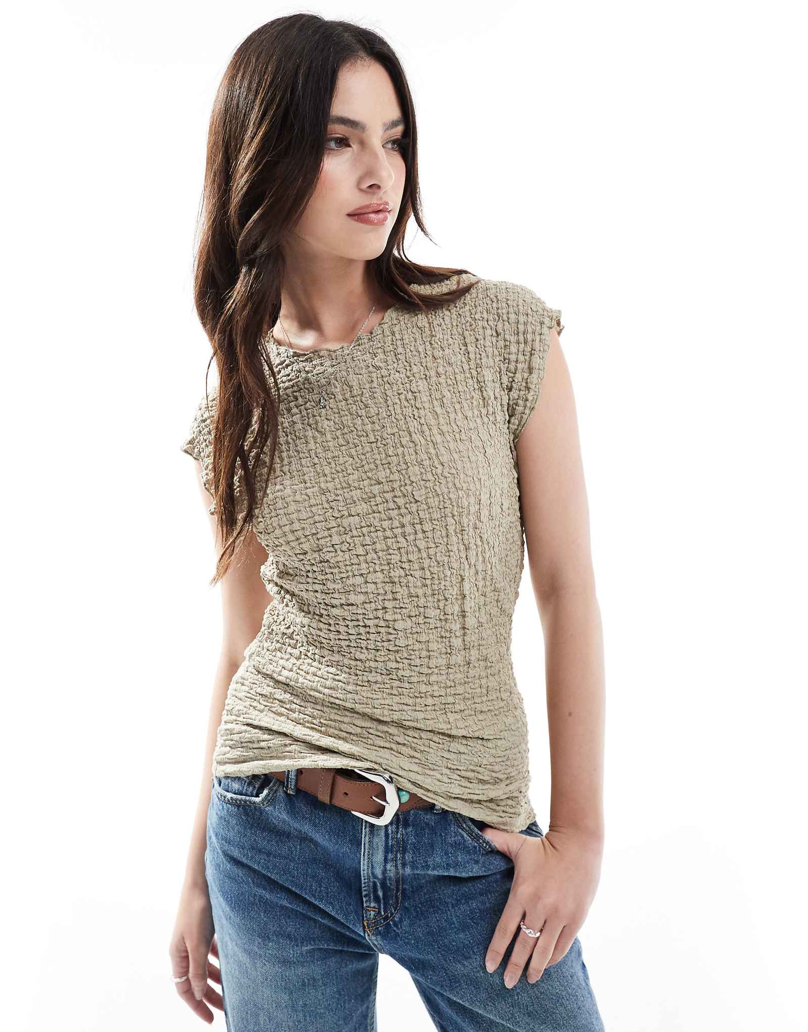 ONLY textured sleeveless top in beige 3390₽