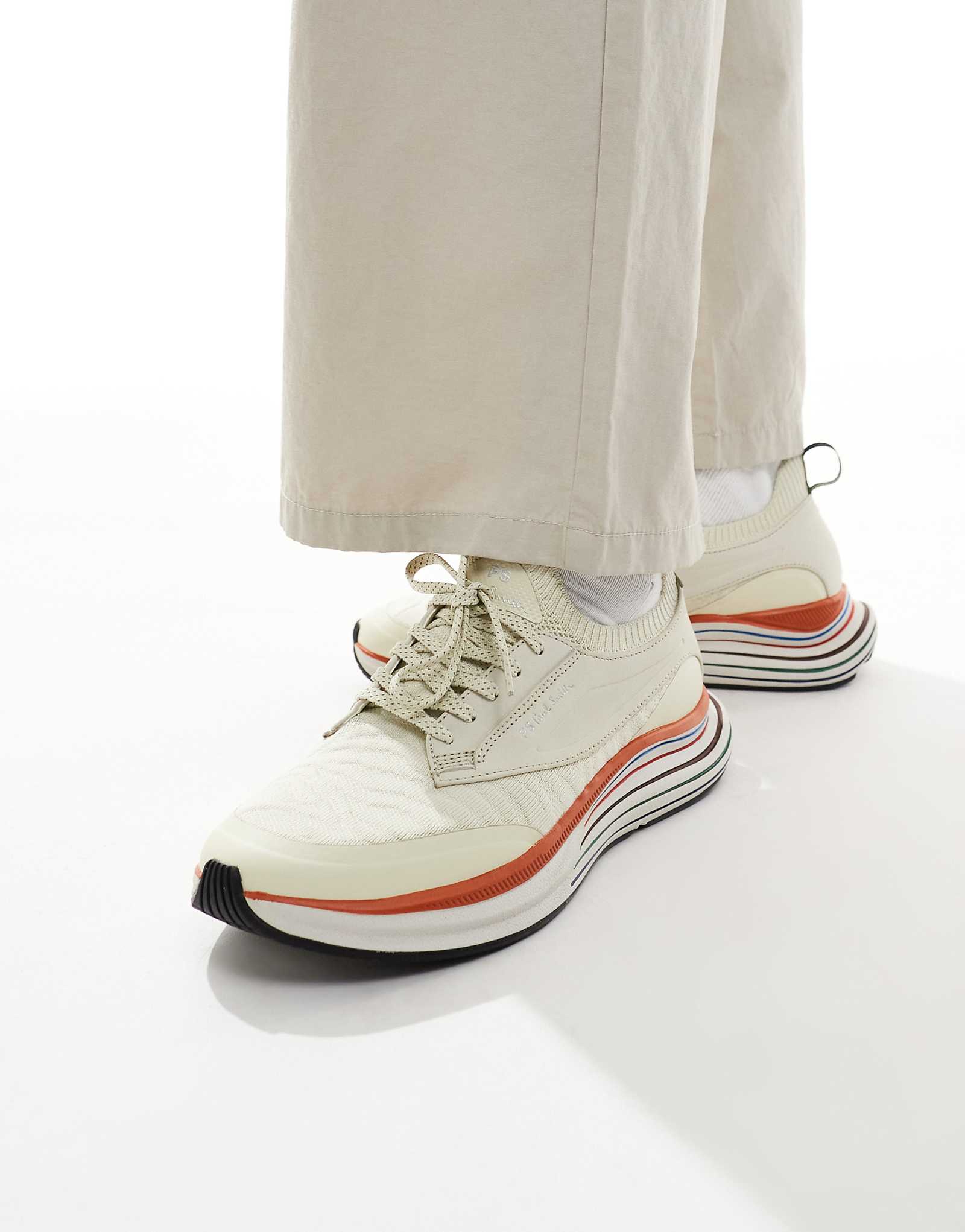 Paul Smith chunky logo sneakers with stripe sole in off white 39290₽