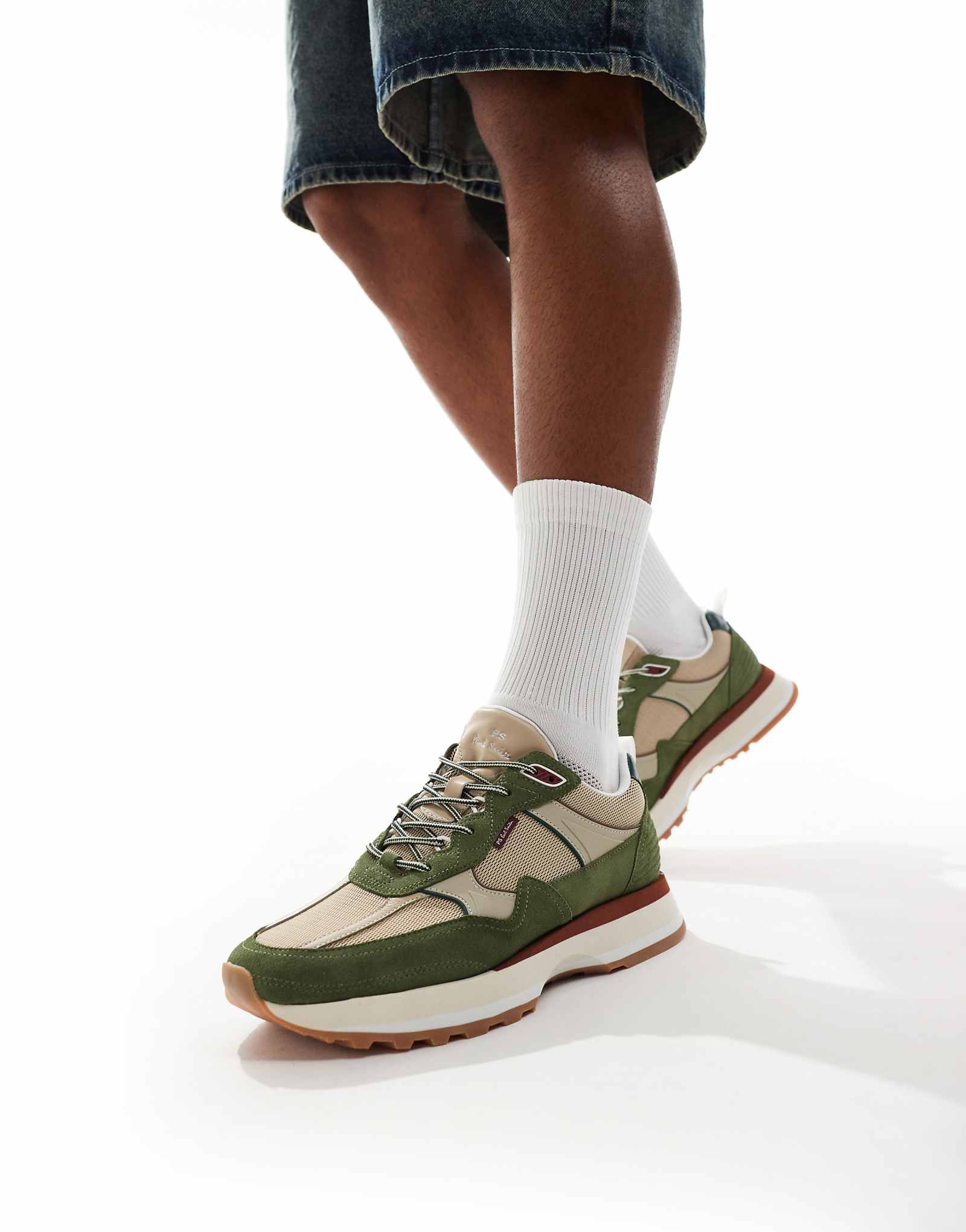 Paul Smith suede mix chunky sneakers with logo in green 42190₽