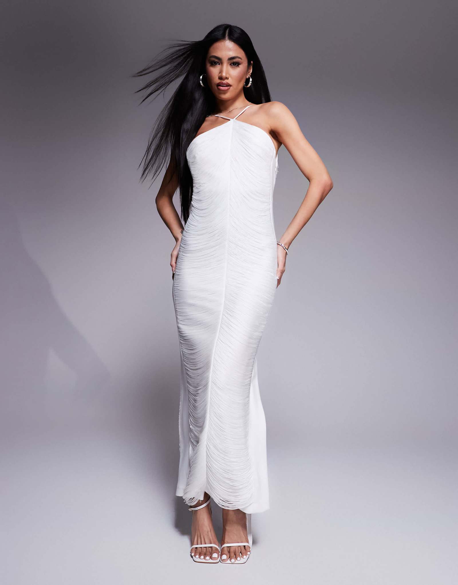 Ever New Bridal fringe drape midaxi dress in ivory 42490₽