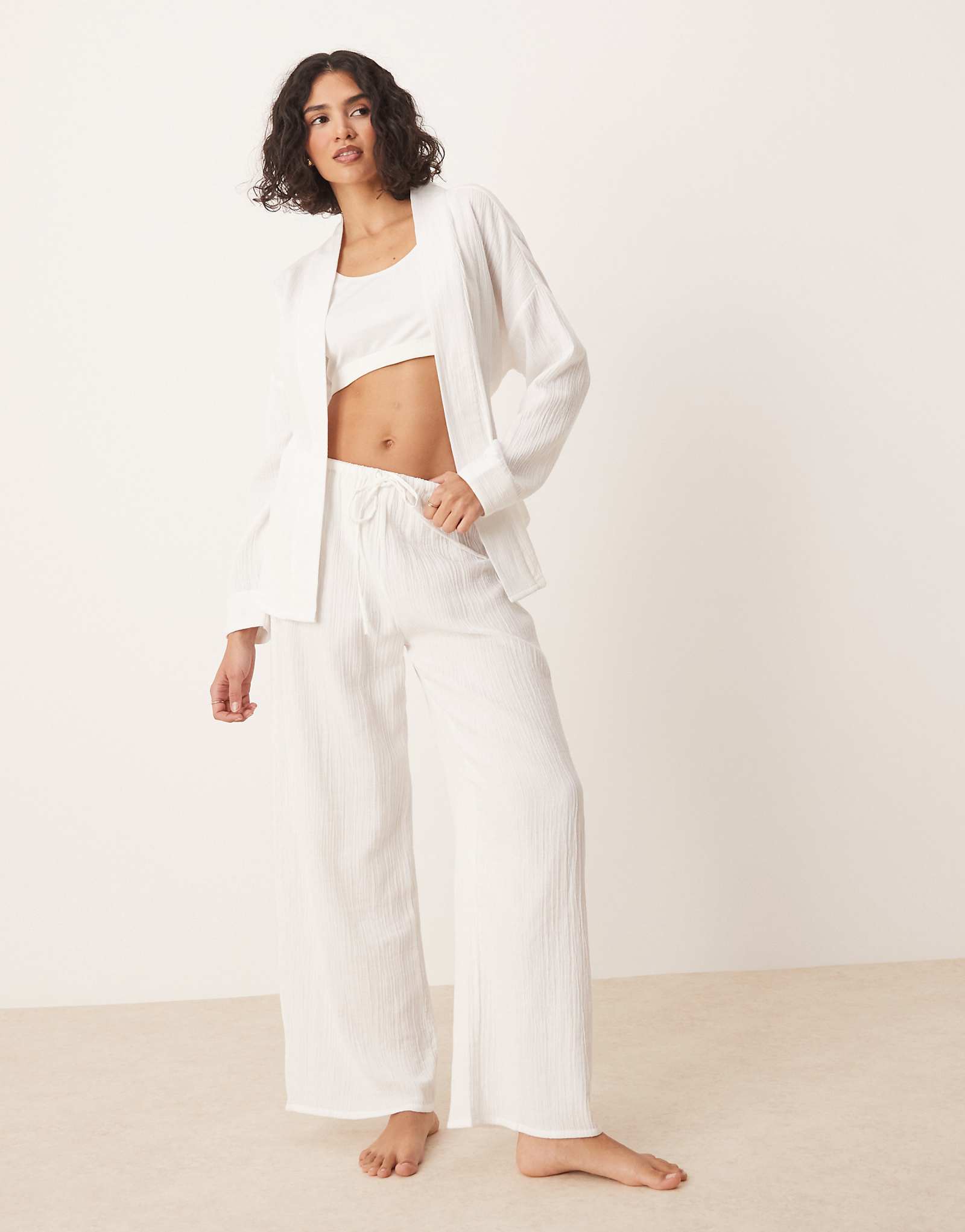 Luna oversized pajama bottoms in white - part of a set 7490₽