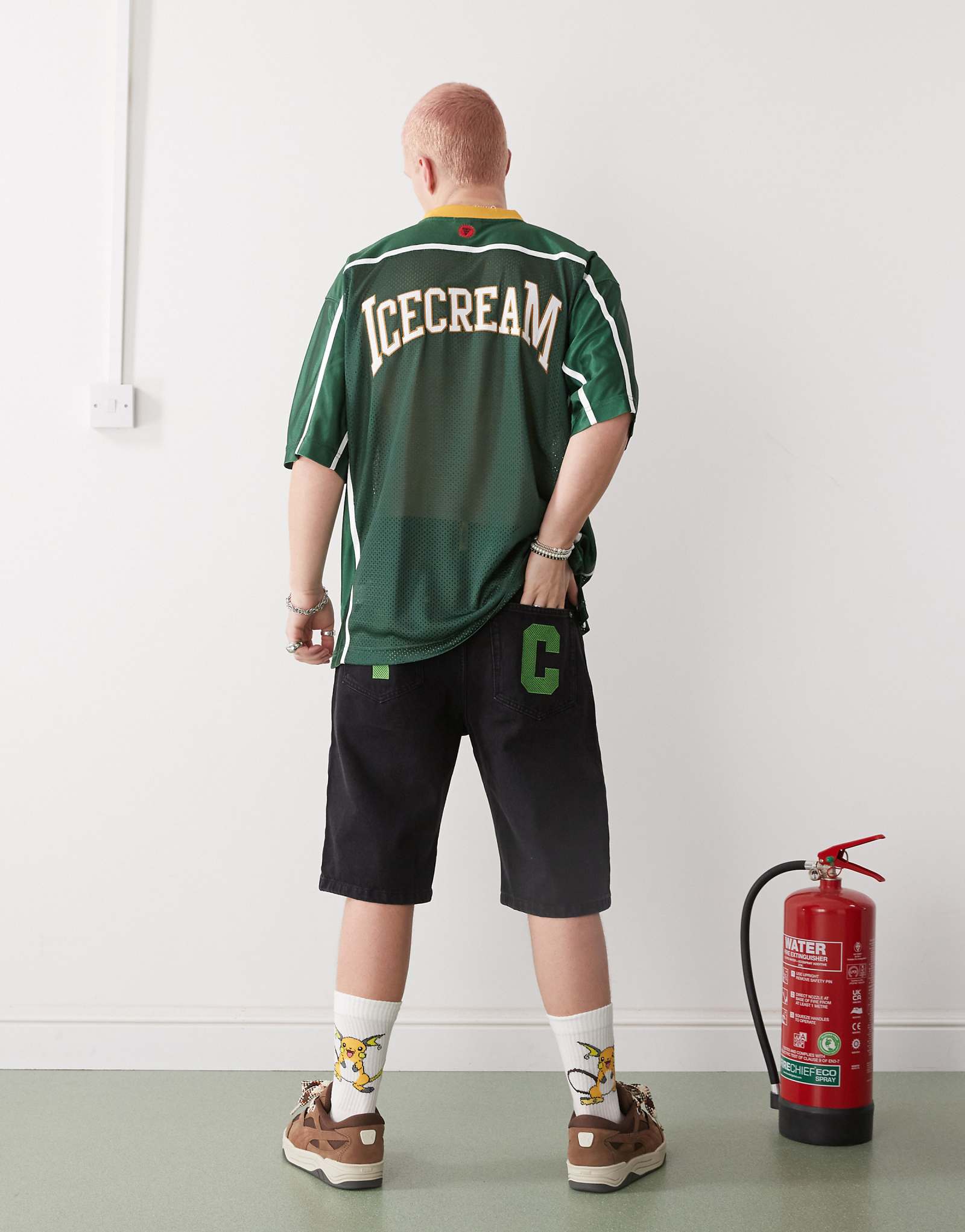 ICECREAM cherry applique football jersey in green