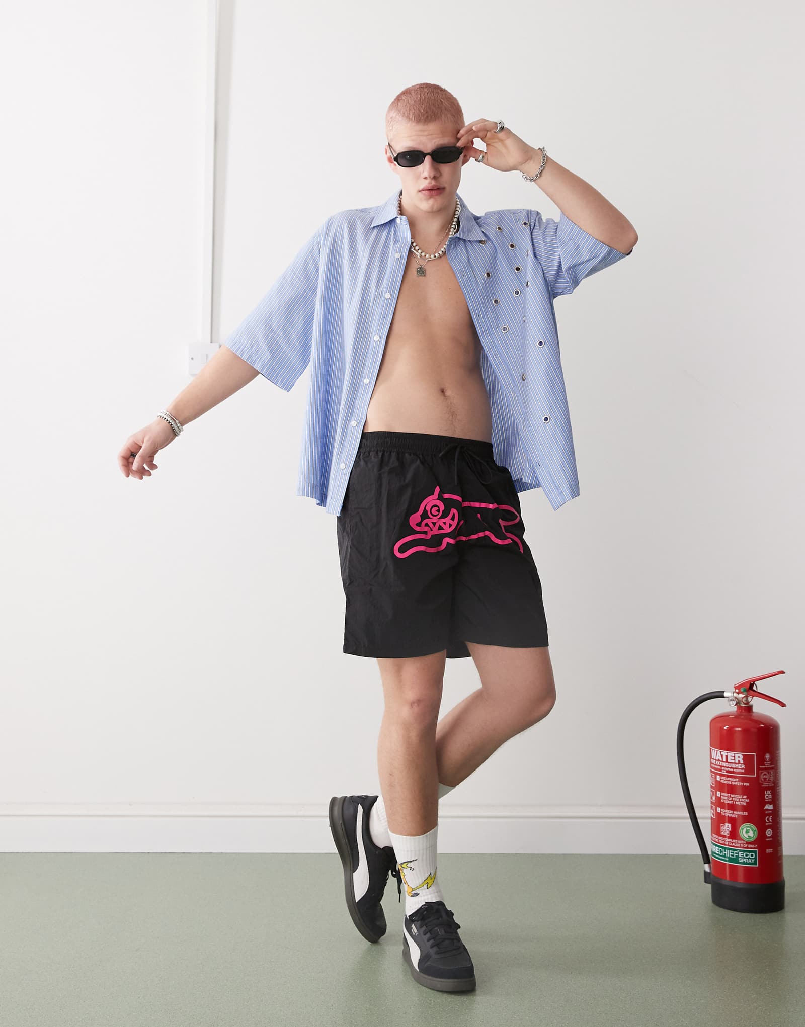 Ice Cream running dog swim shorts in black