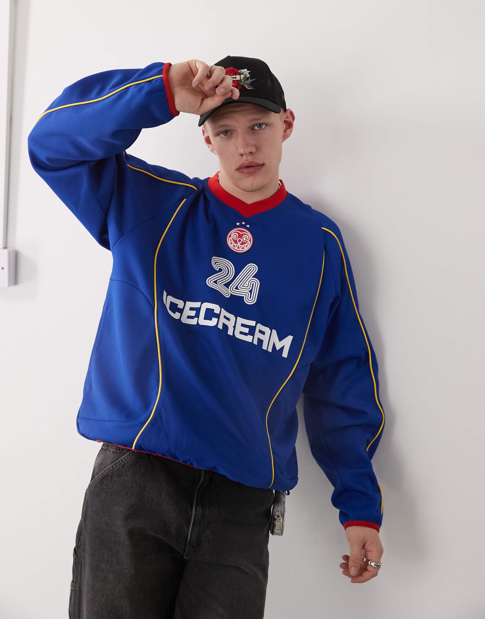 ICECREAM icon football long sleeve jersey in blue