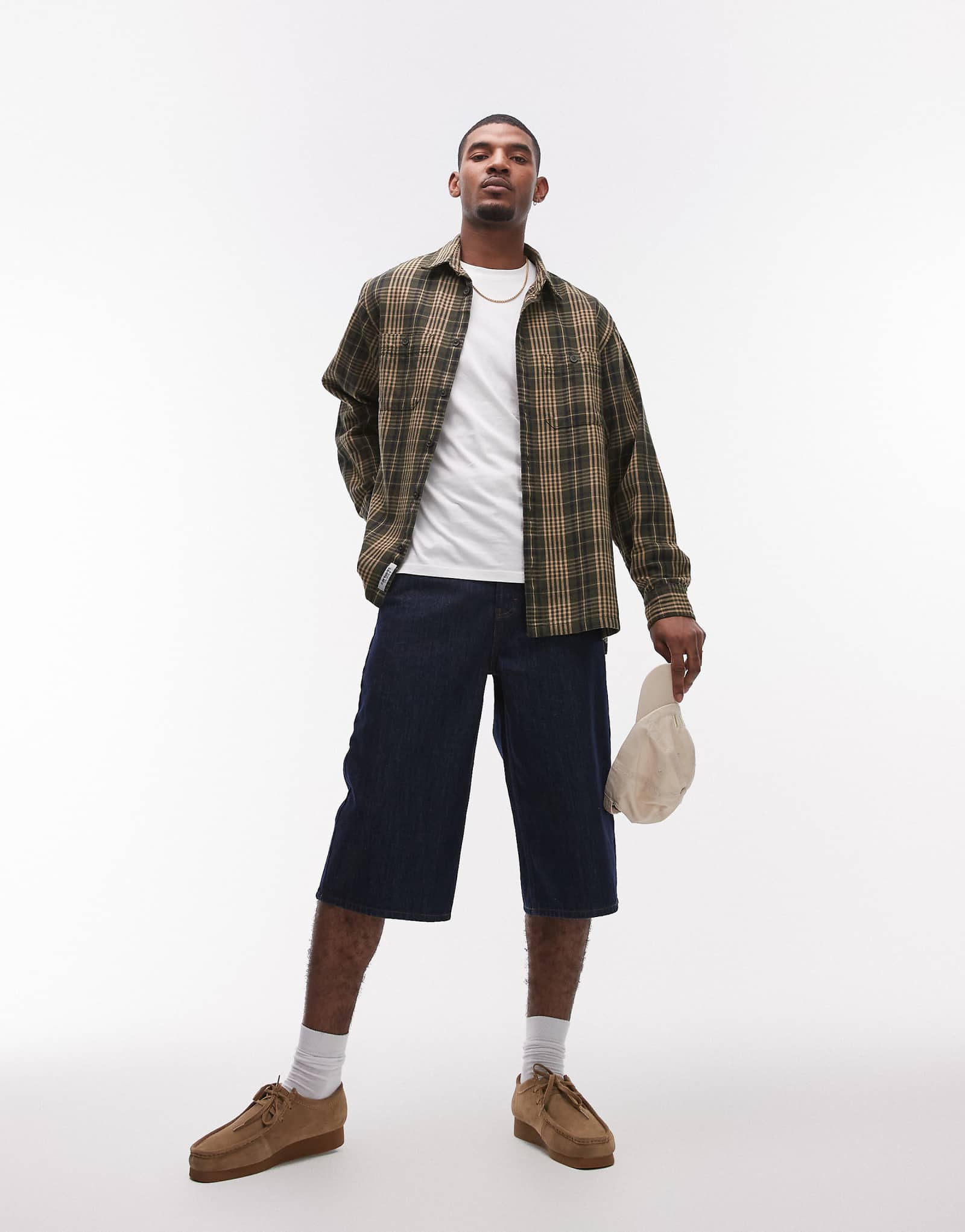 Topman denim mid length jorts in mid wash blue 4590₽