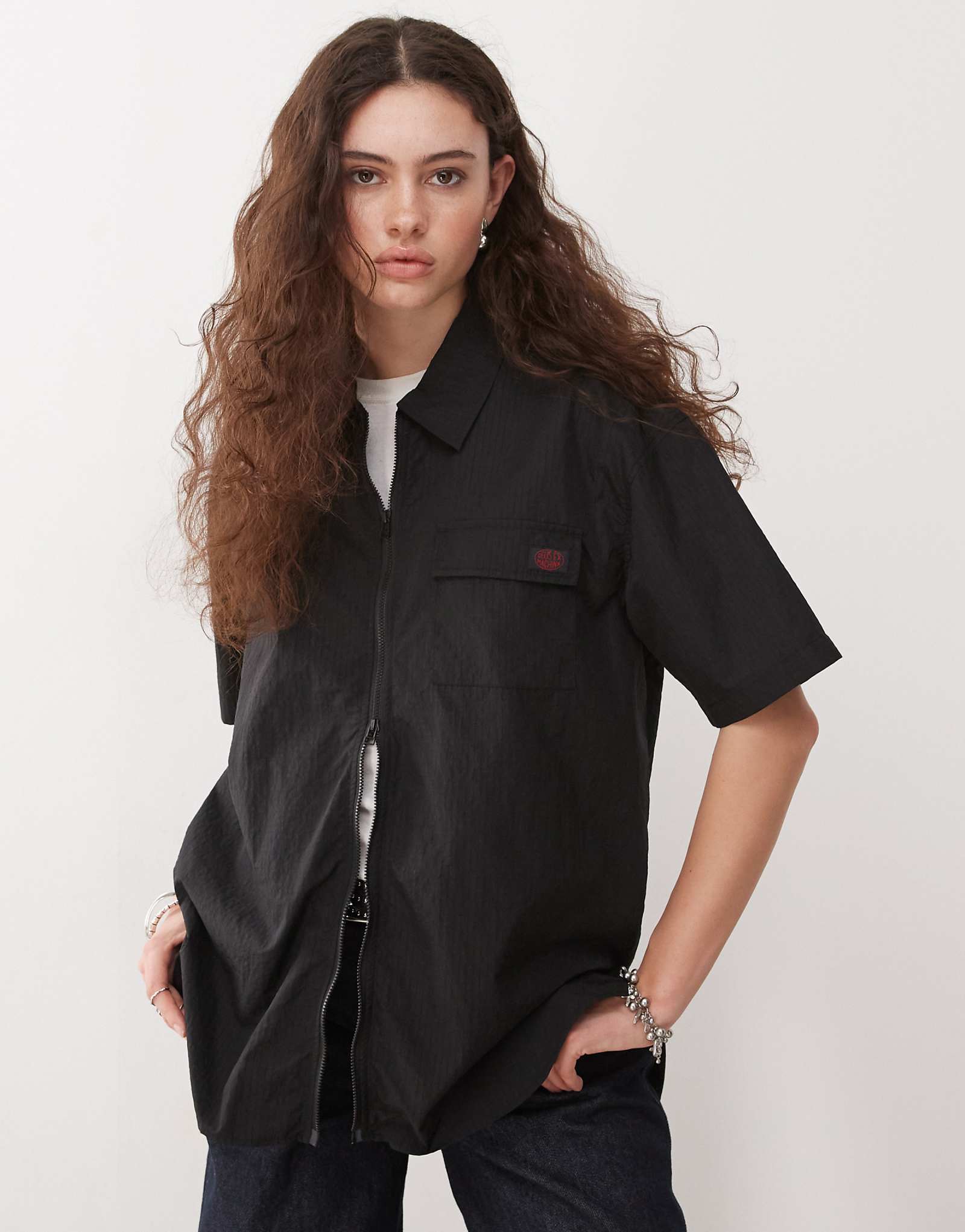 Deus Ex Machina paper street overshirt in black