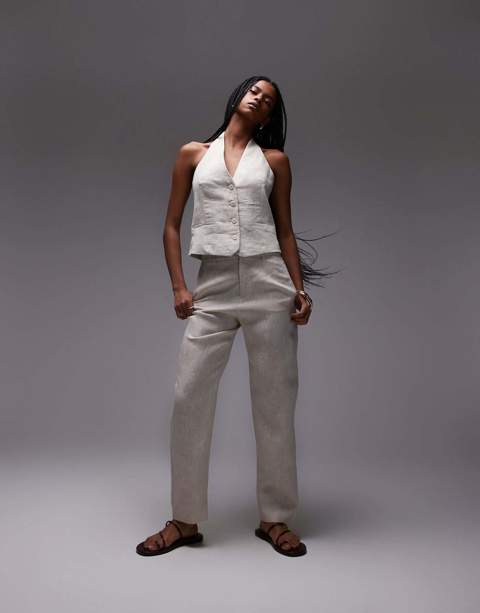 Mango linen tailored pants in ecru - part of a set 12890₽