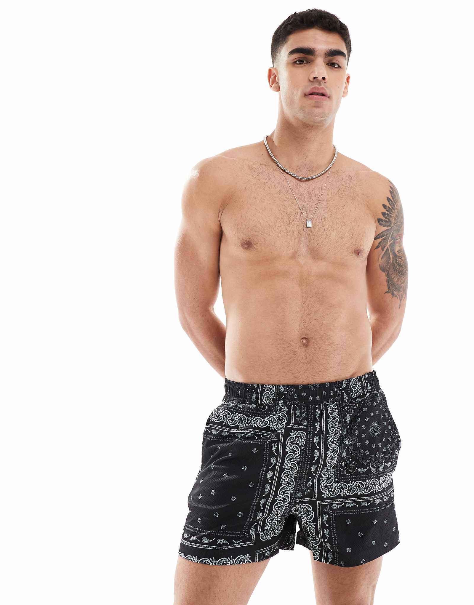 River Island swim shorts in black bandana print 5290₽