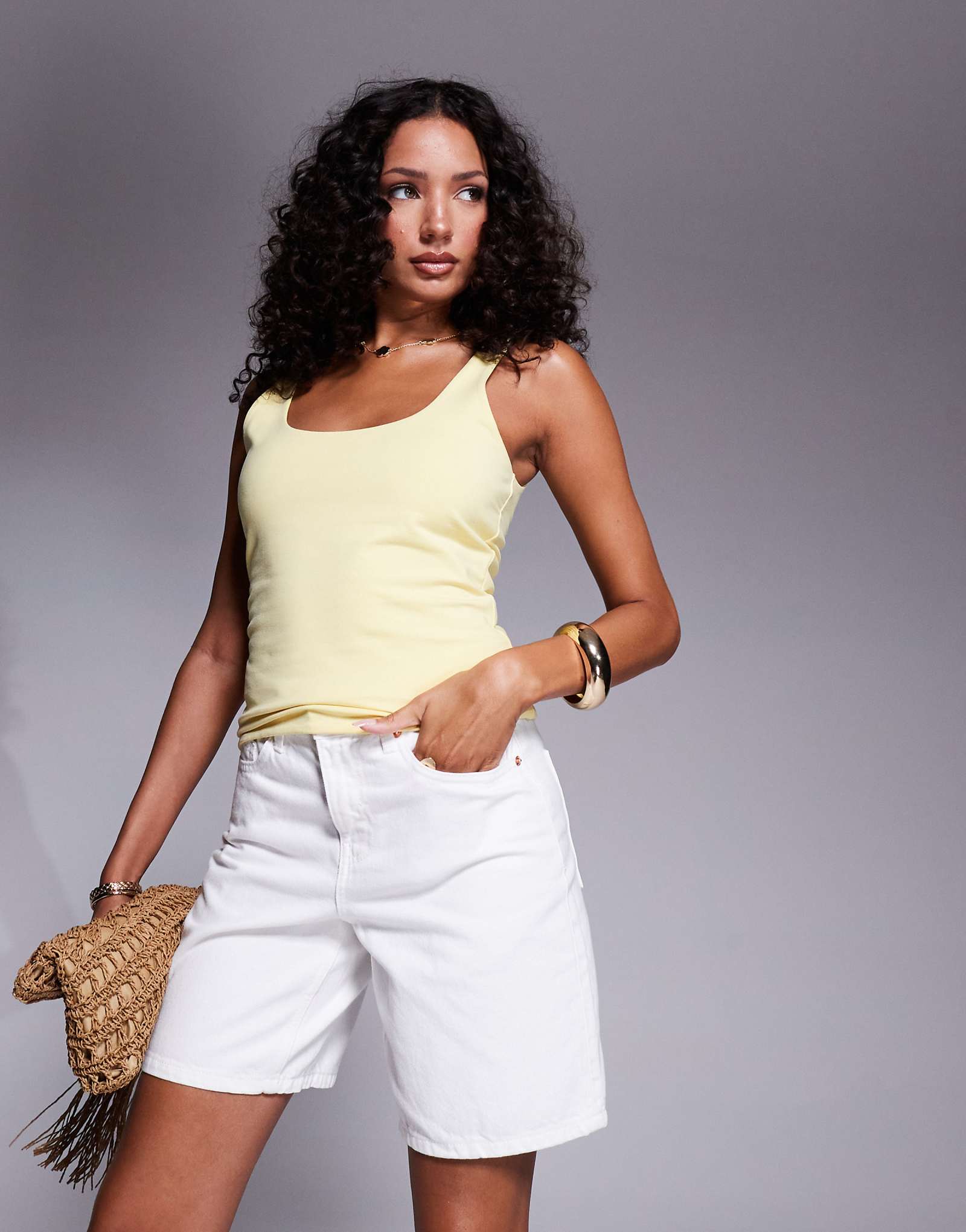 River Island denim bermuda shorts in white 12290₽