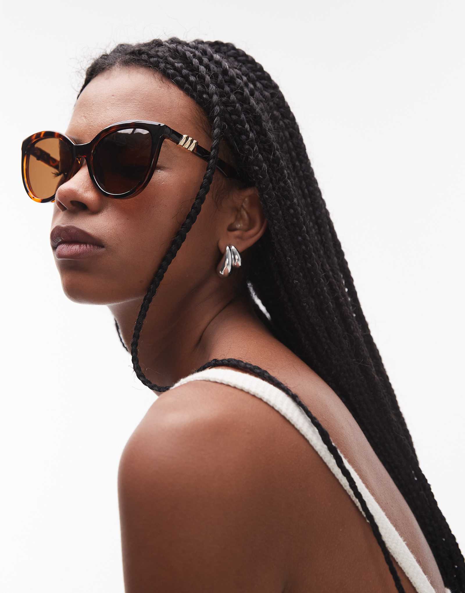 Le Specs The Muse large round sunglasses in tortoiseshell