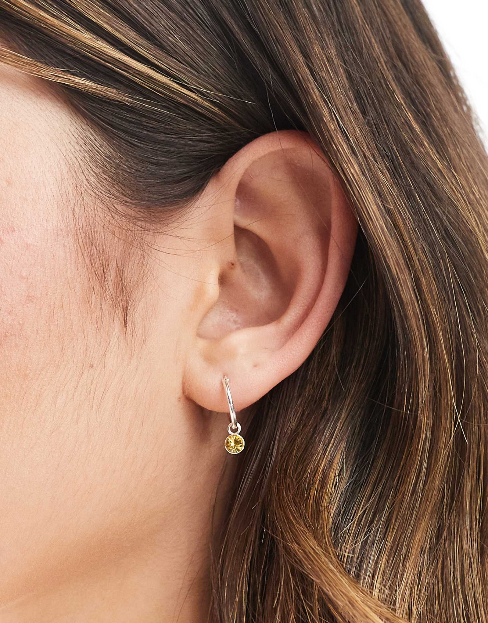 Kingsley Ryan hoop earrings with light topaz crystal charm in sterling silver 3590₽