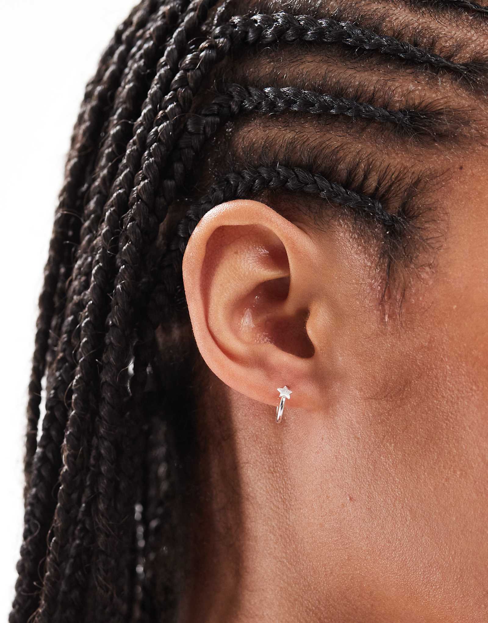 Kingsley Ryan huggie hoop earrings with star in sterling silver