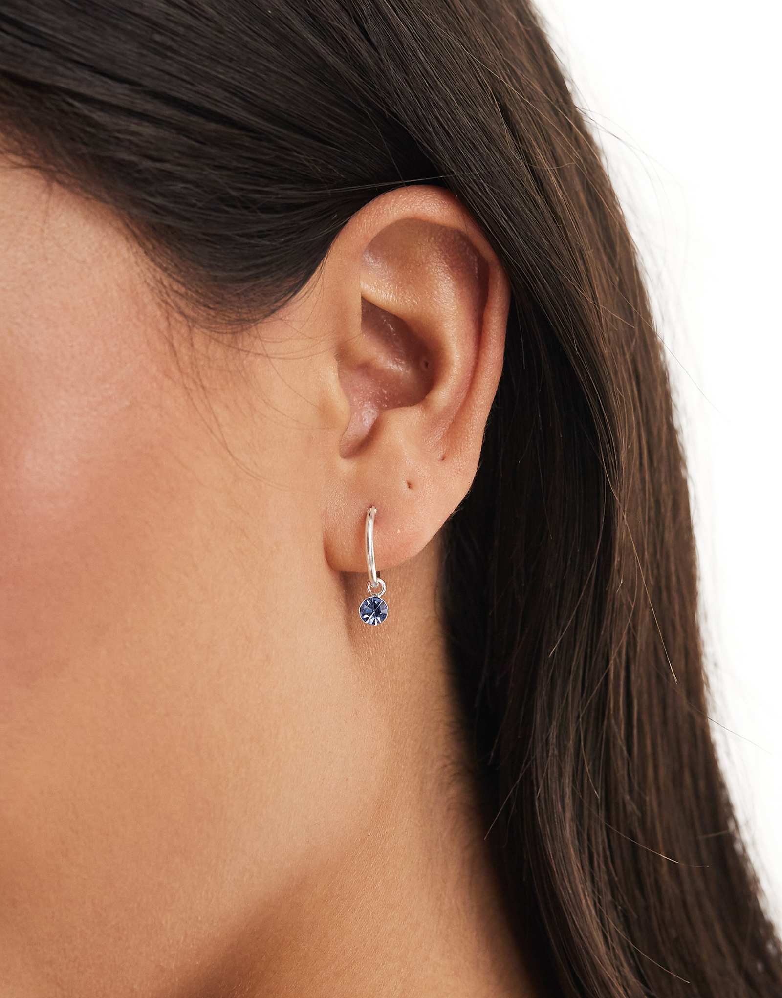 Kingsley Ryan hoop earrings with pale blue crystal charm in sterling silver 3190₽