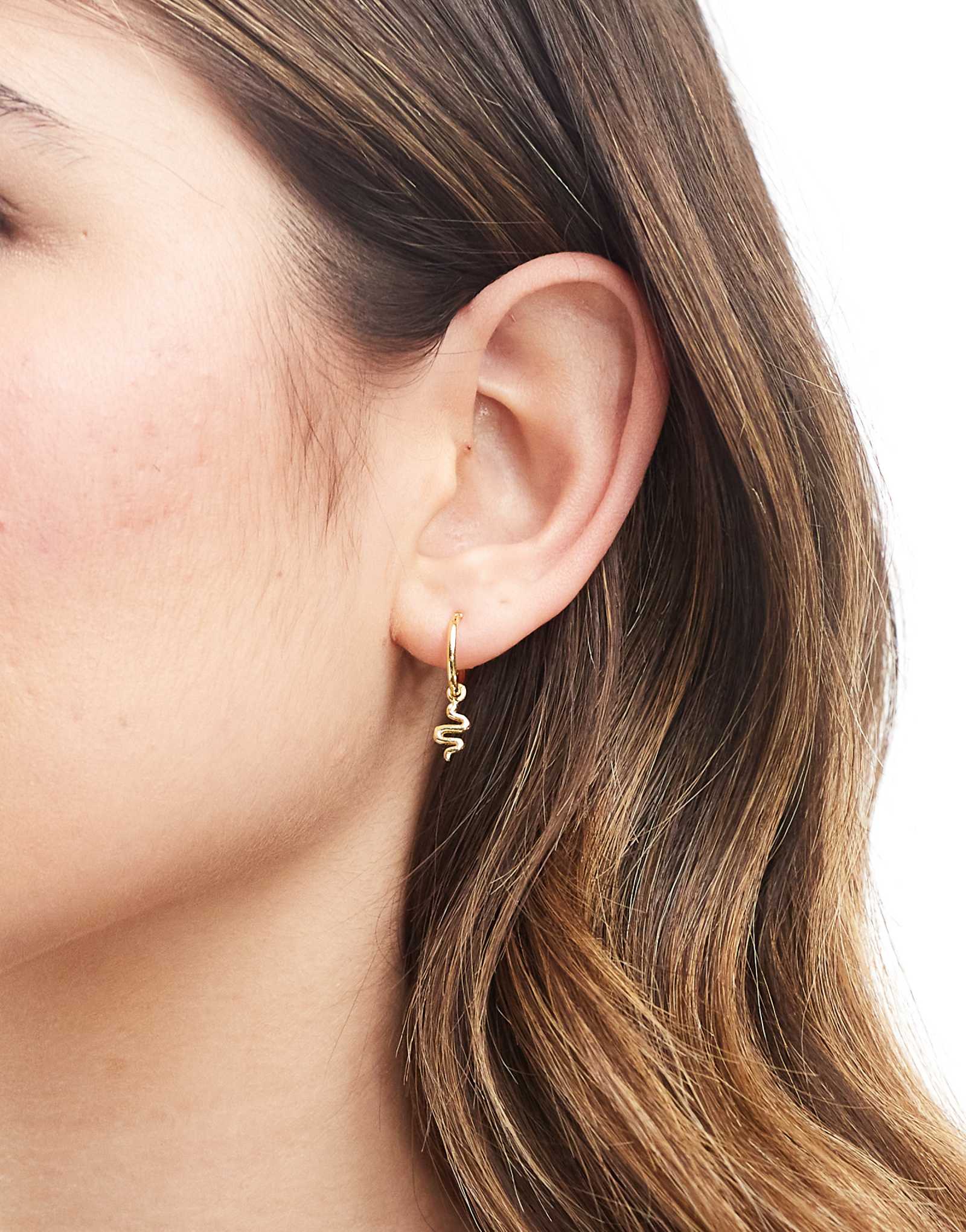 Kingsley Ryan hoop earrings with snake charm in gold plated