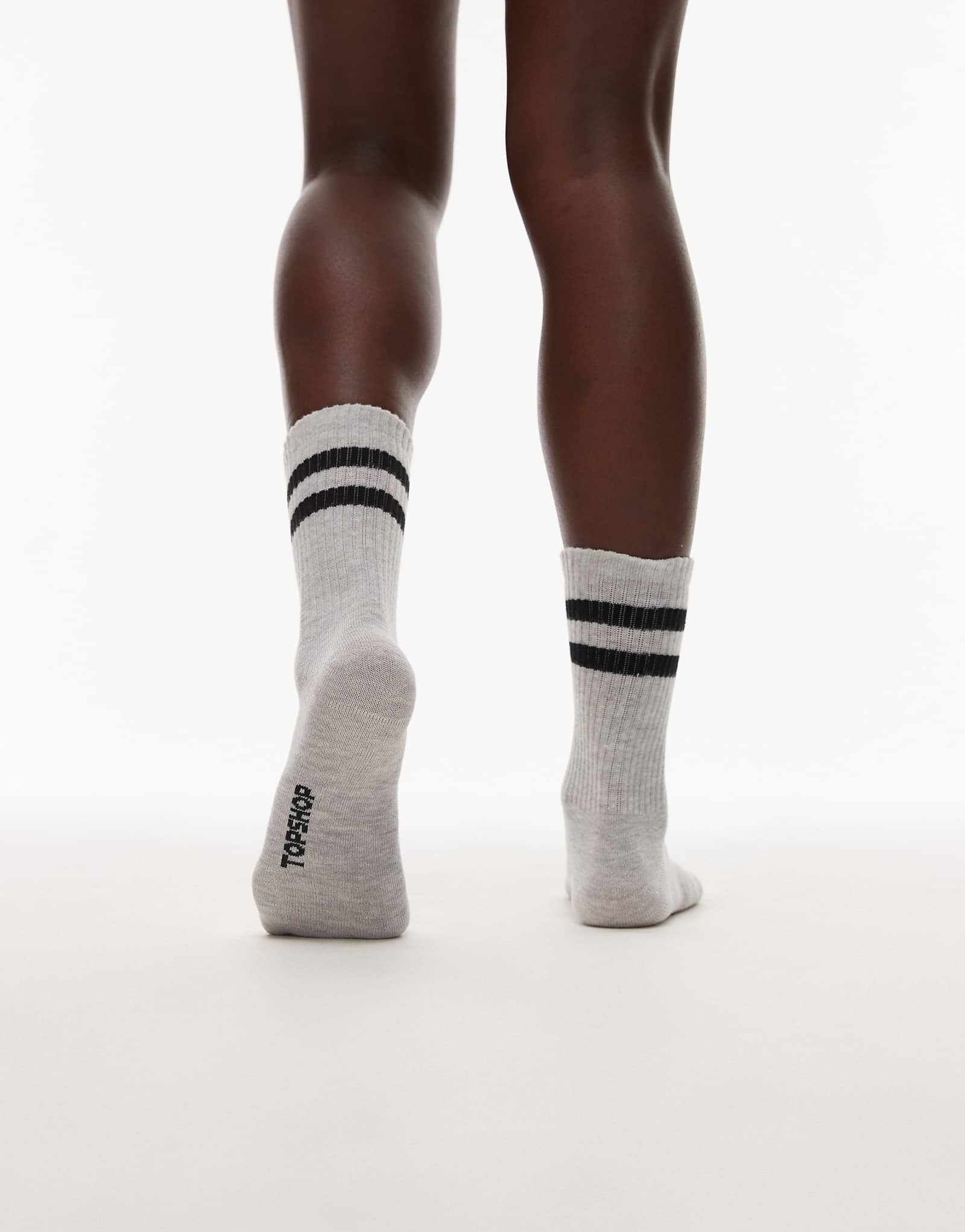 Topshop sporty ribbed socks with stripe in black - gray heather 1690₽