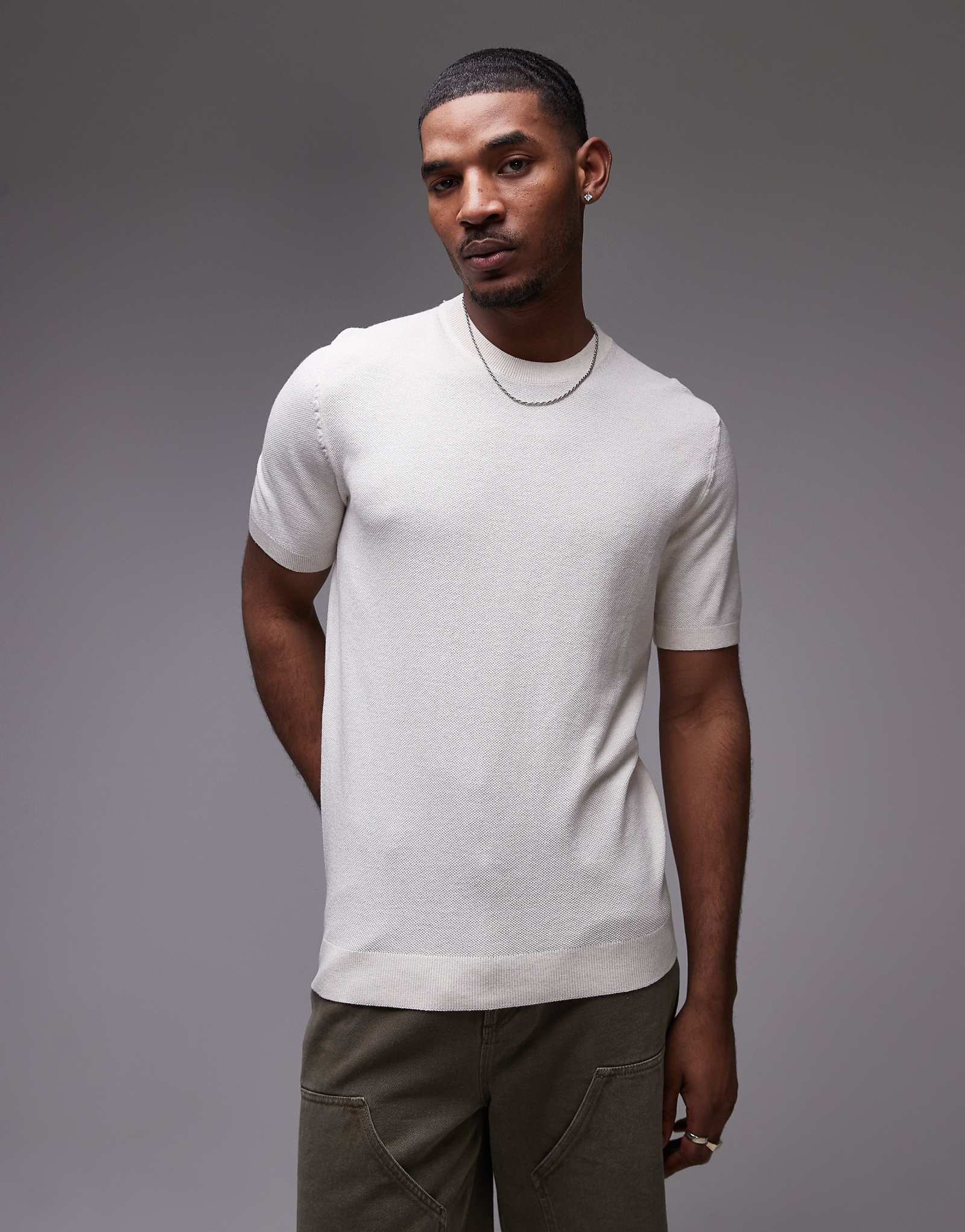 Mango knit smart T-shirt in white 5290₽