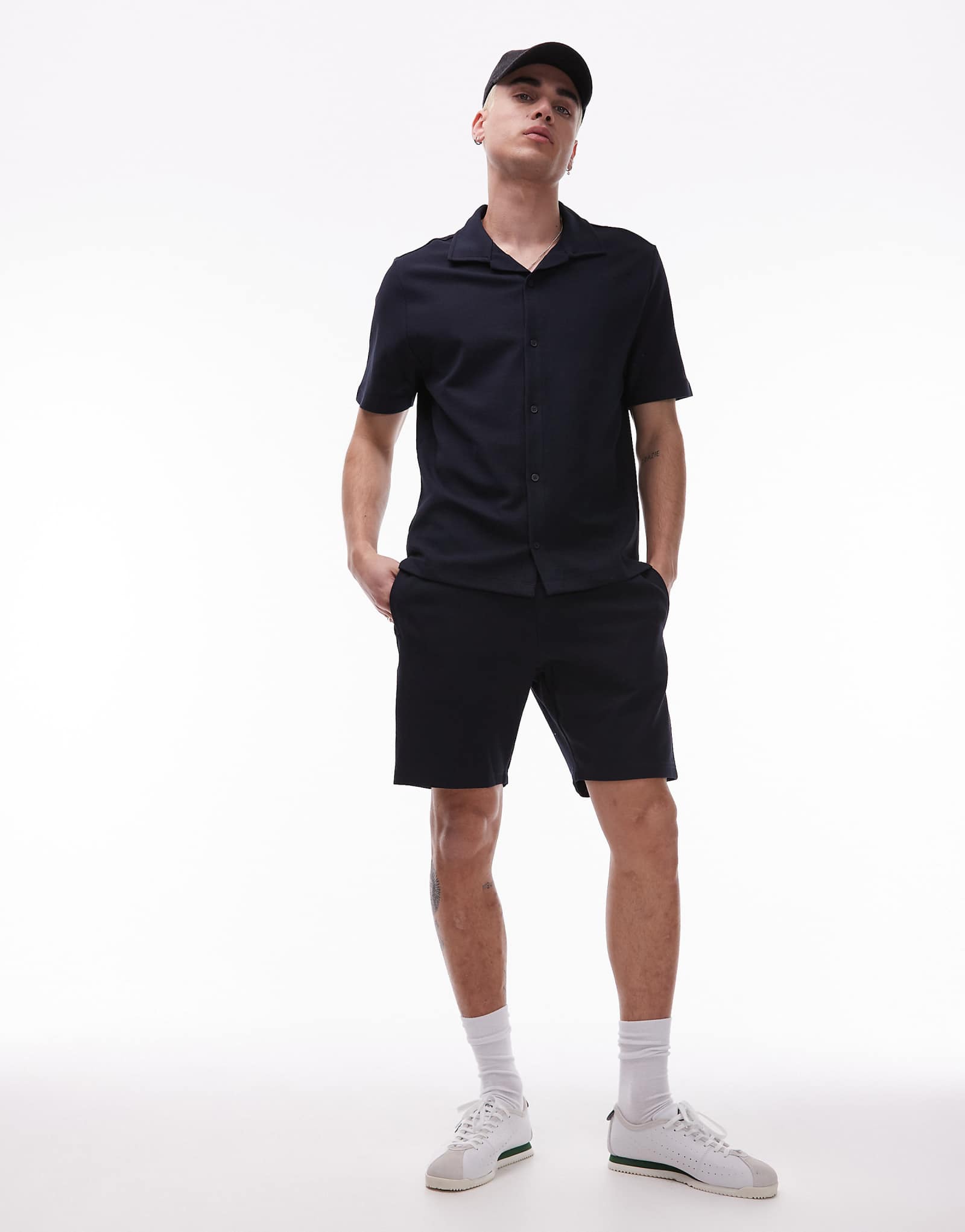Mango jersey smart drawstring shorts in navy 8590₽