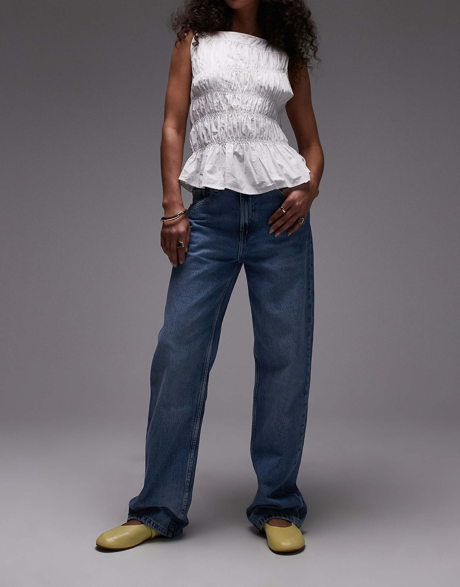 Mango Miami straight leg oversized jeans in light blue 8590₽