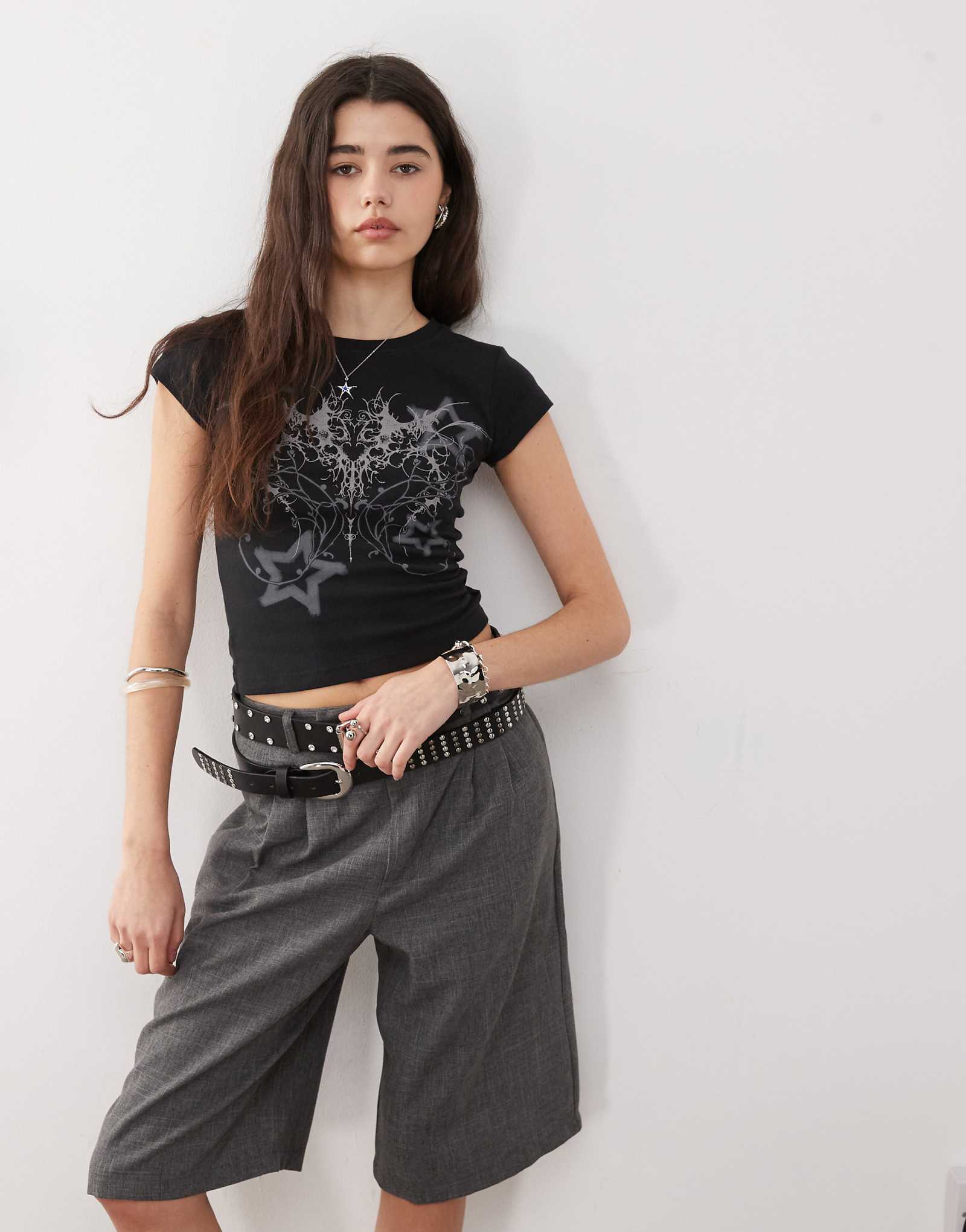 Minga London graphic baby tee in black