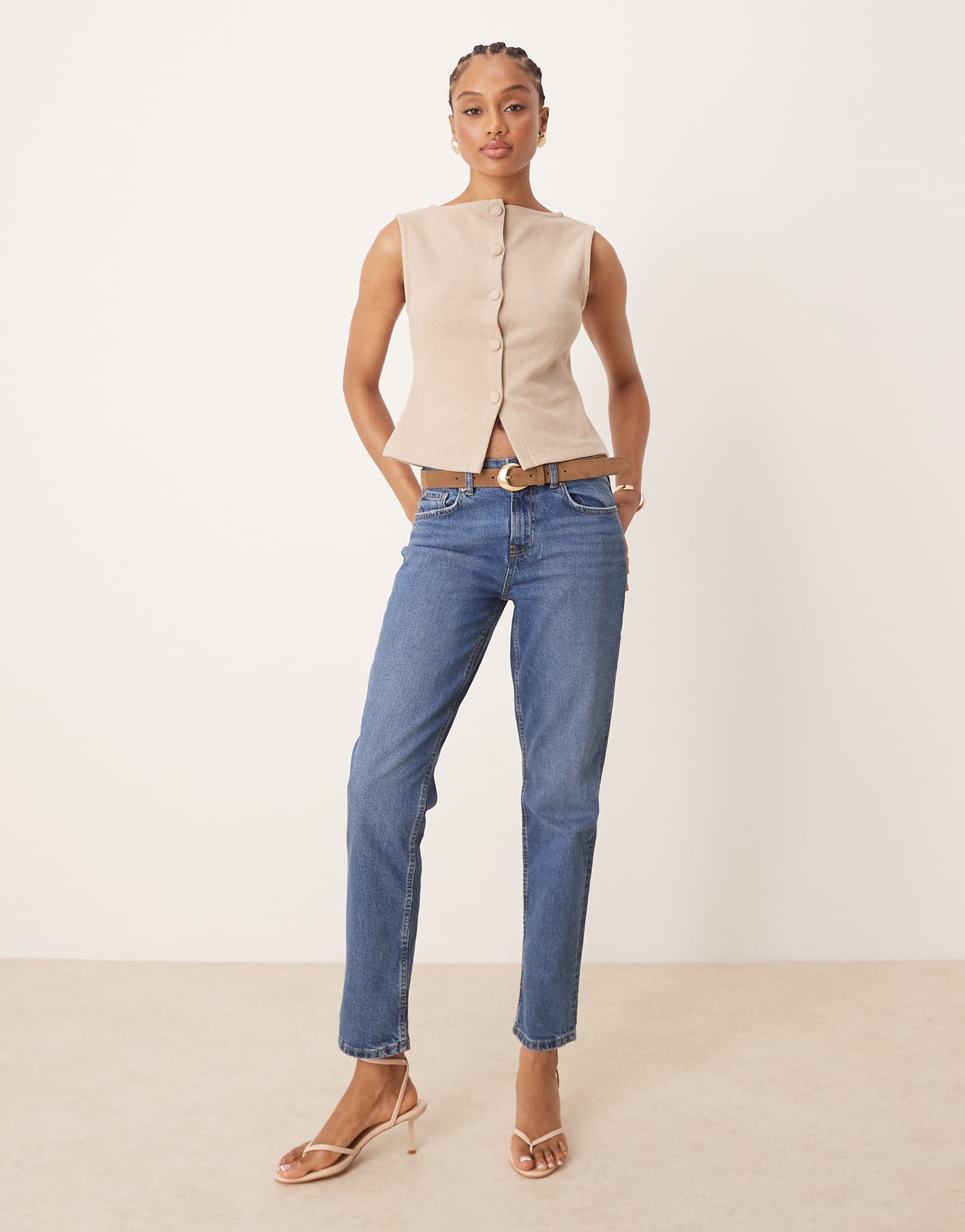 Gina Tricot Tall slim fit straight leg jeans in darkwash blue