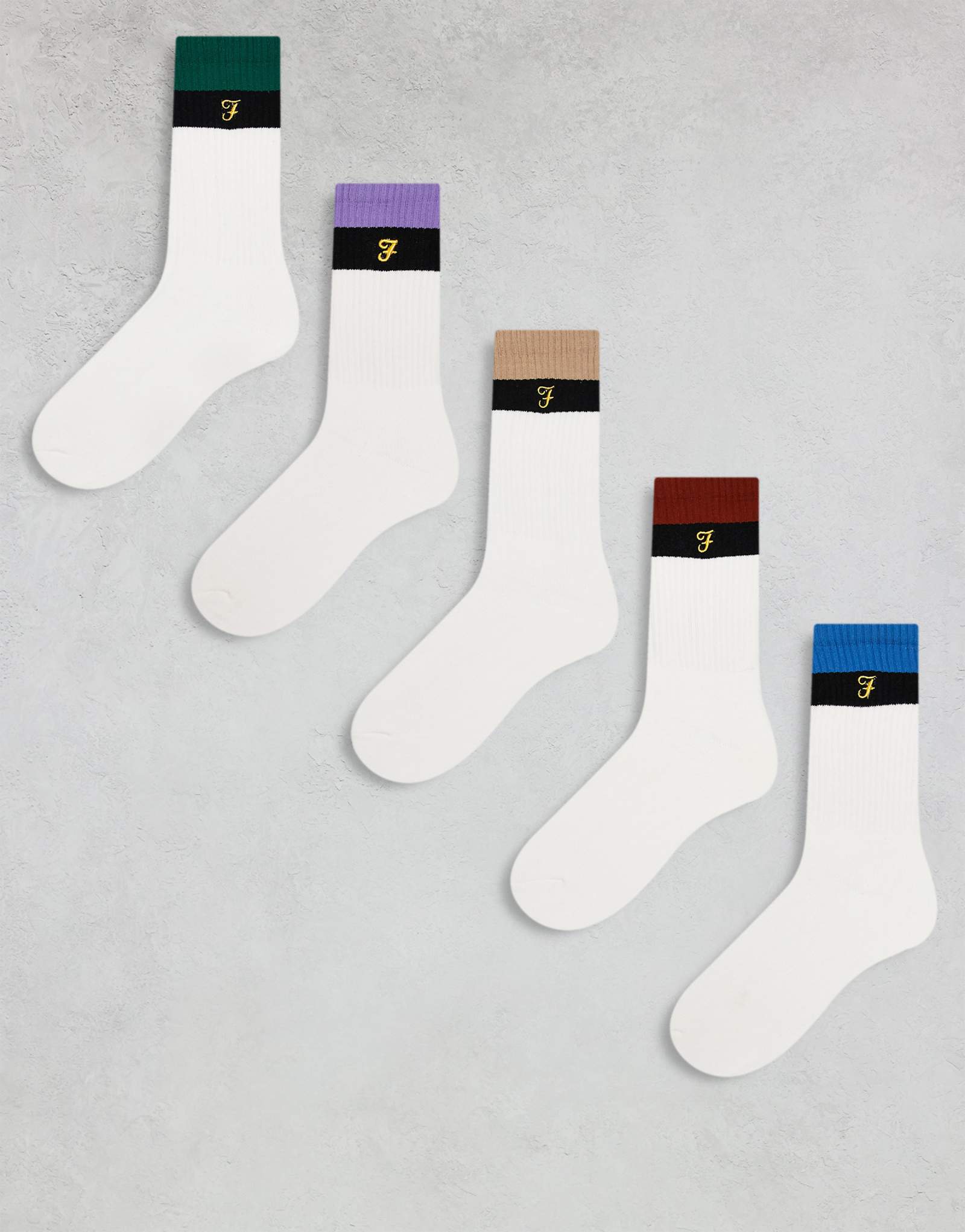 Farah 5 pack palta socks in white