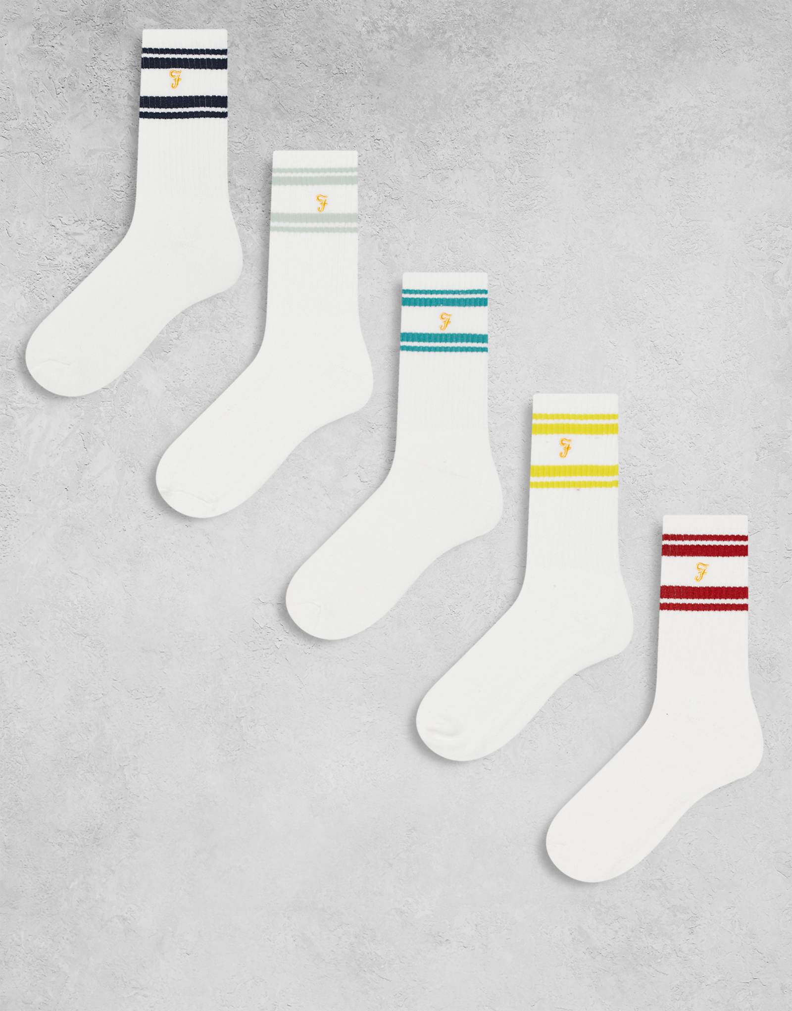 Farah 5 pack tennis socks in white 6190₽
